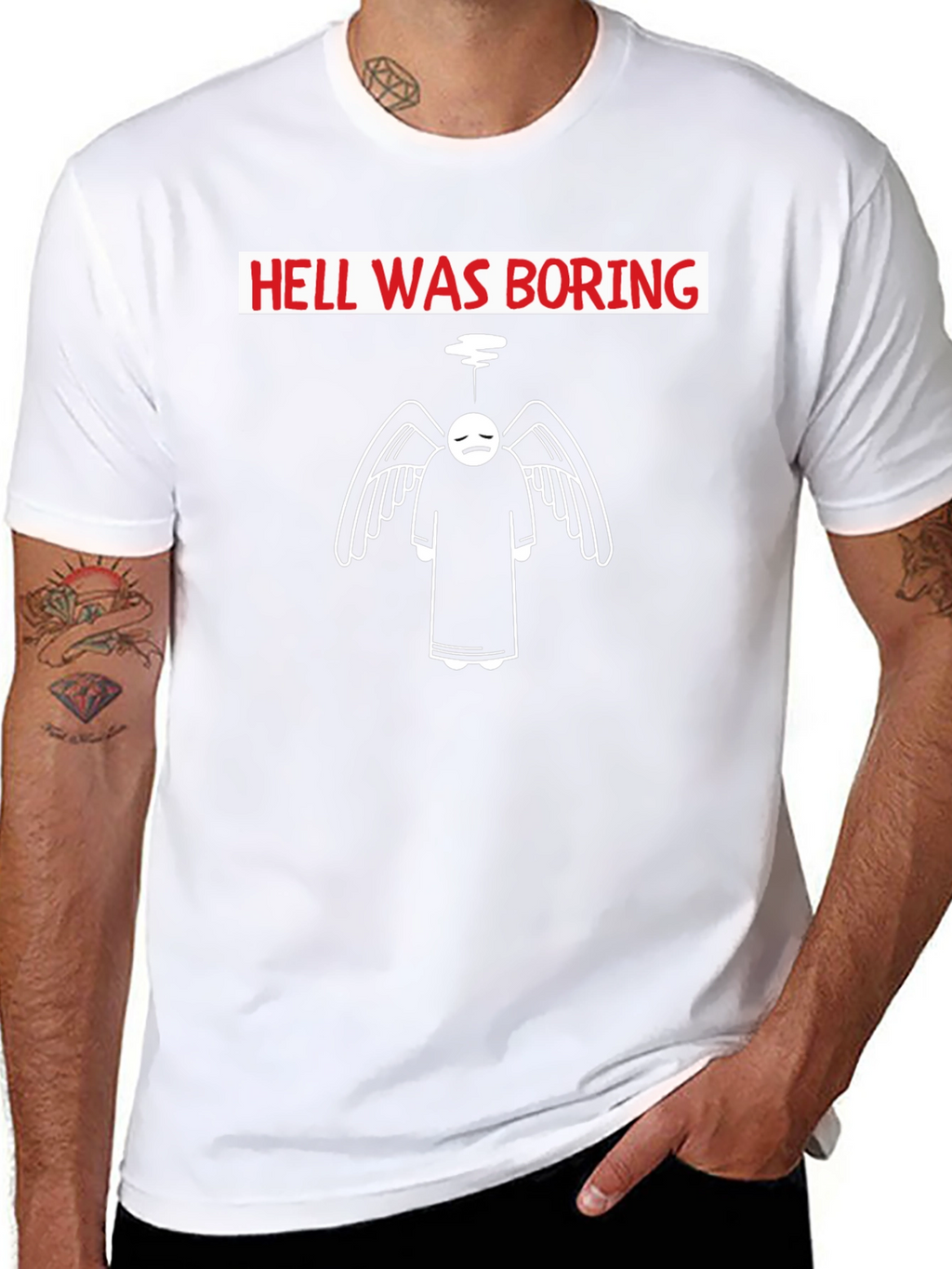 Hell Was Boring T-Shirt - Unique Angel Design