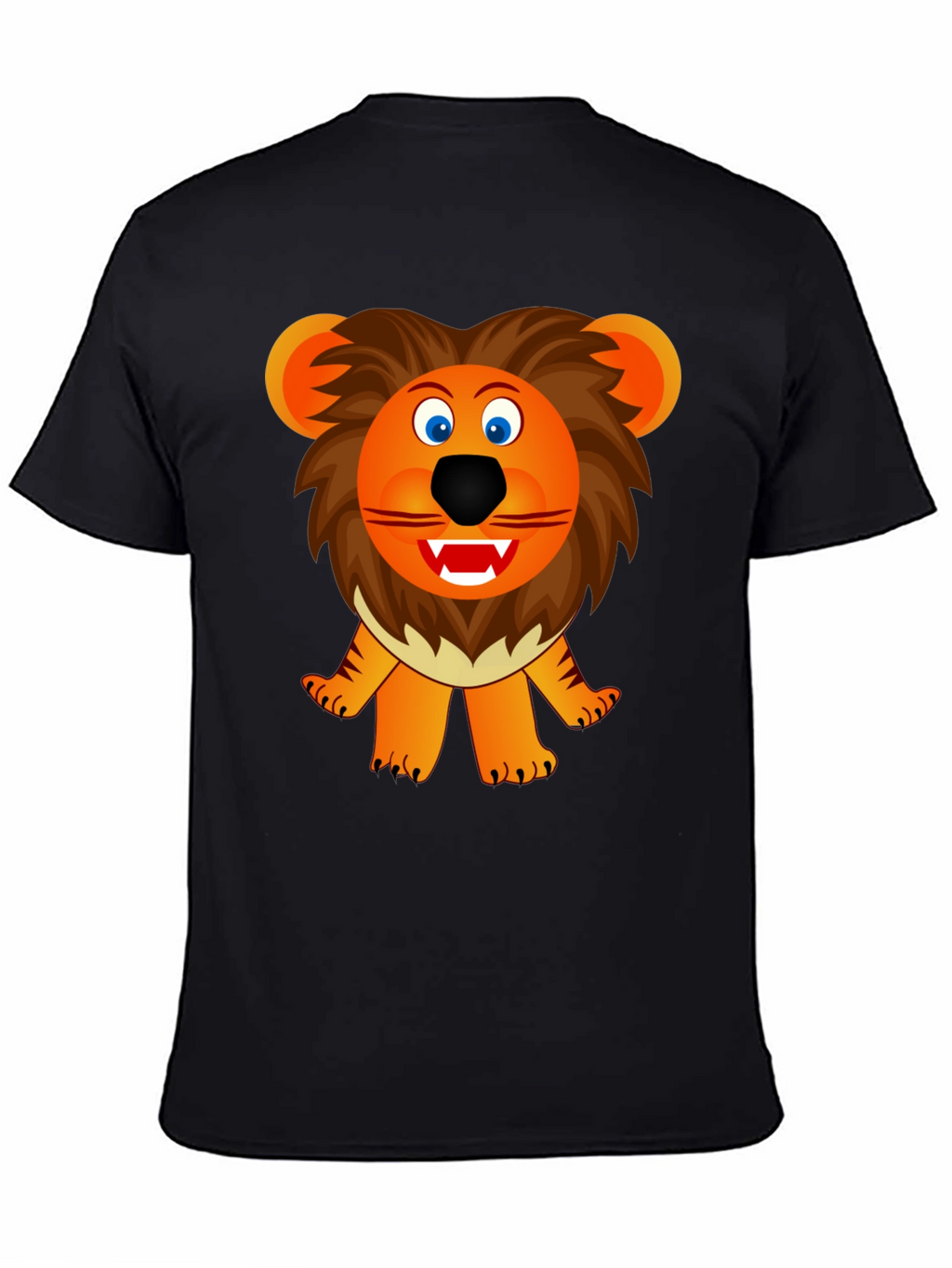 Lion Cartoon Graphic Black T-Shirt