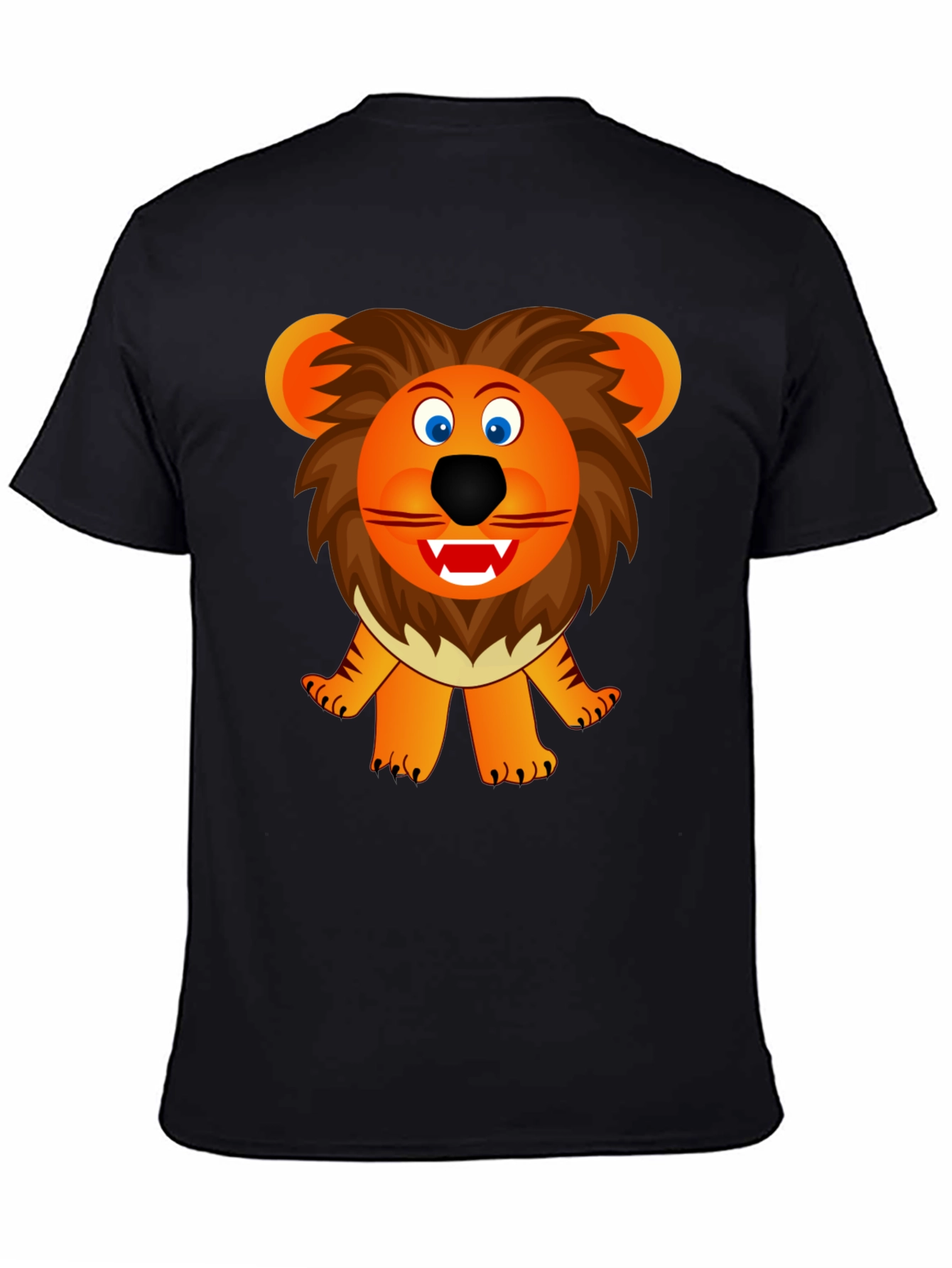 Lion Cartoon Graphic Black T-Shirt