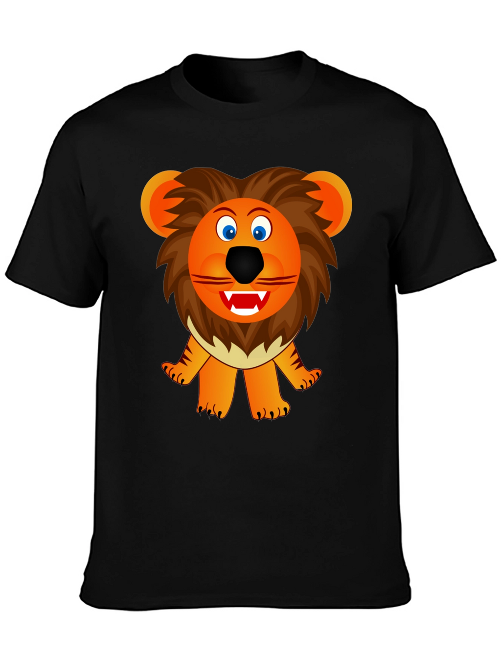 Lion Cartoon Graphic Black T-Shirt