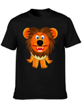 Lion Cartoon Graphic Black T-Shirt