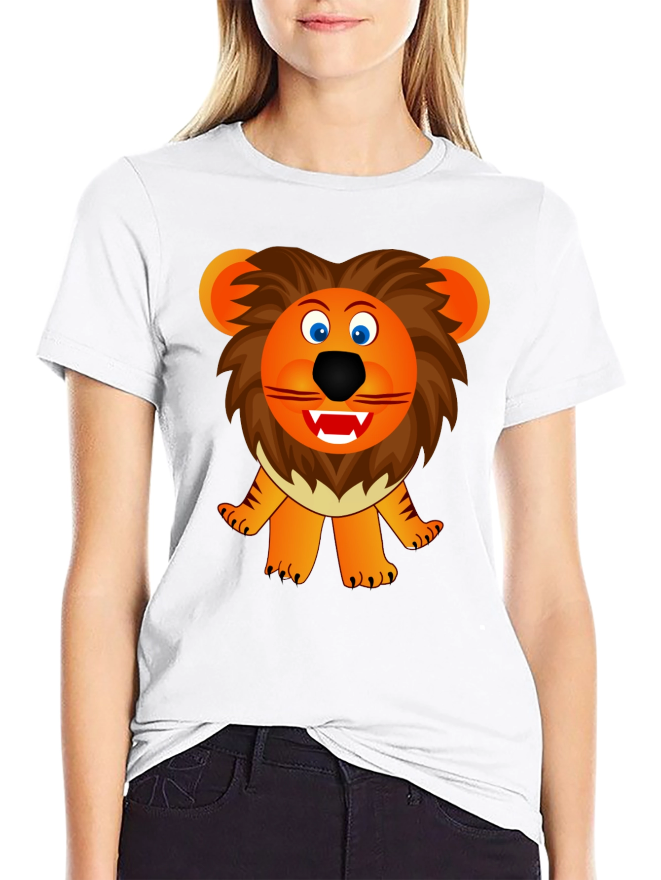Lion Cartoon Graphic Black T-Shirt