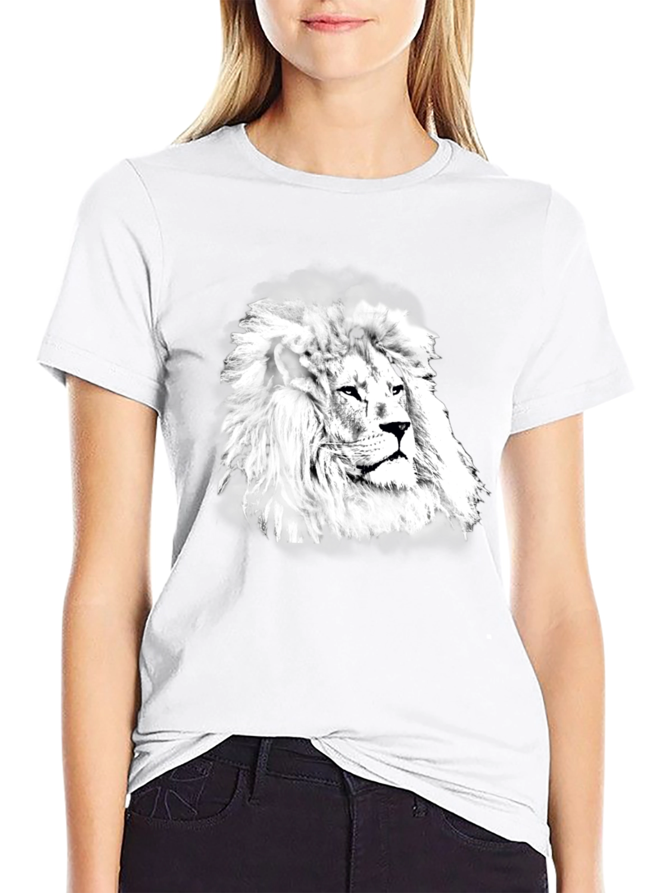 Lion Graphic Print Black T-Shirt