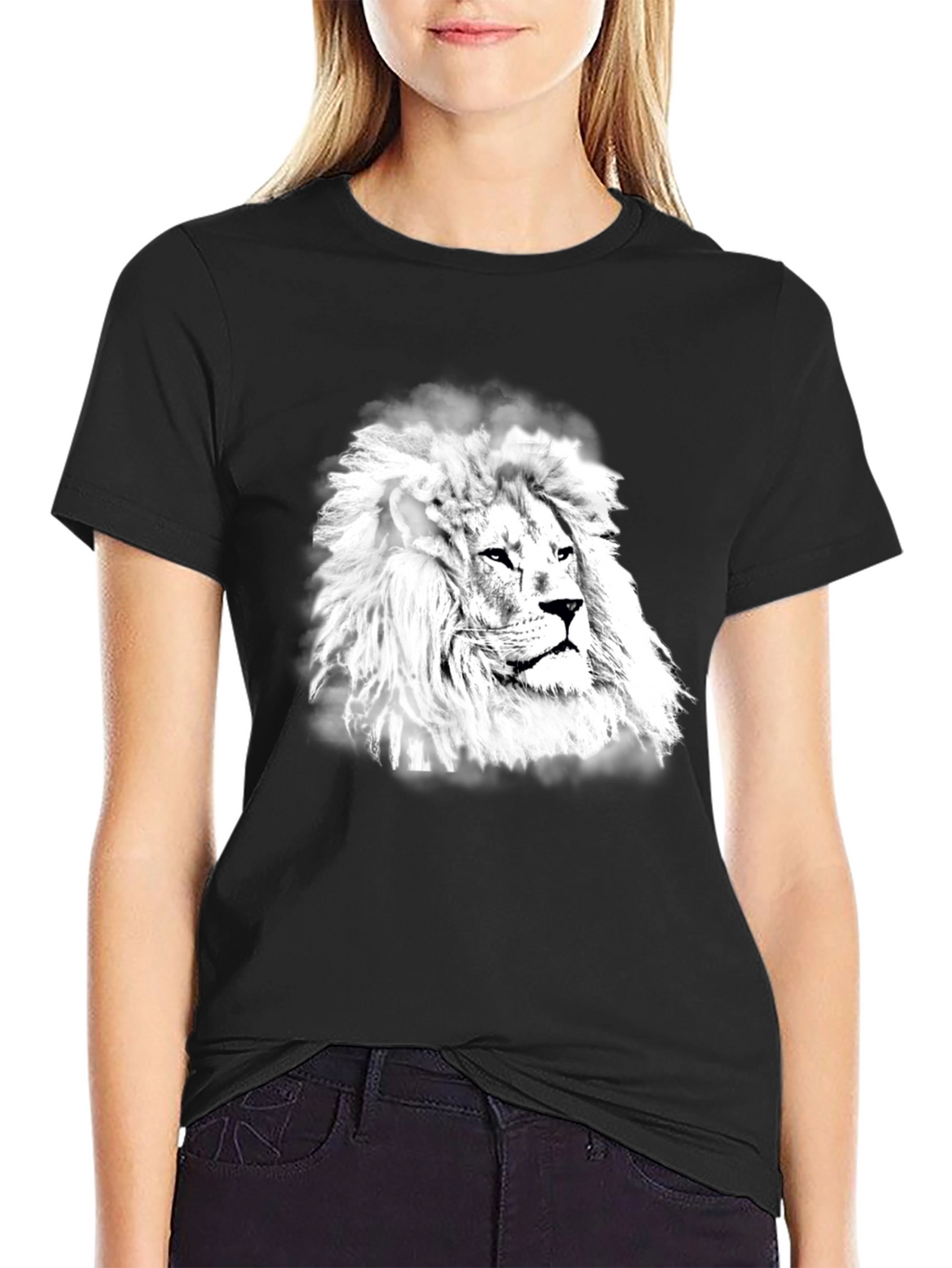 Lion Graphic Print Black T-Shirt
