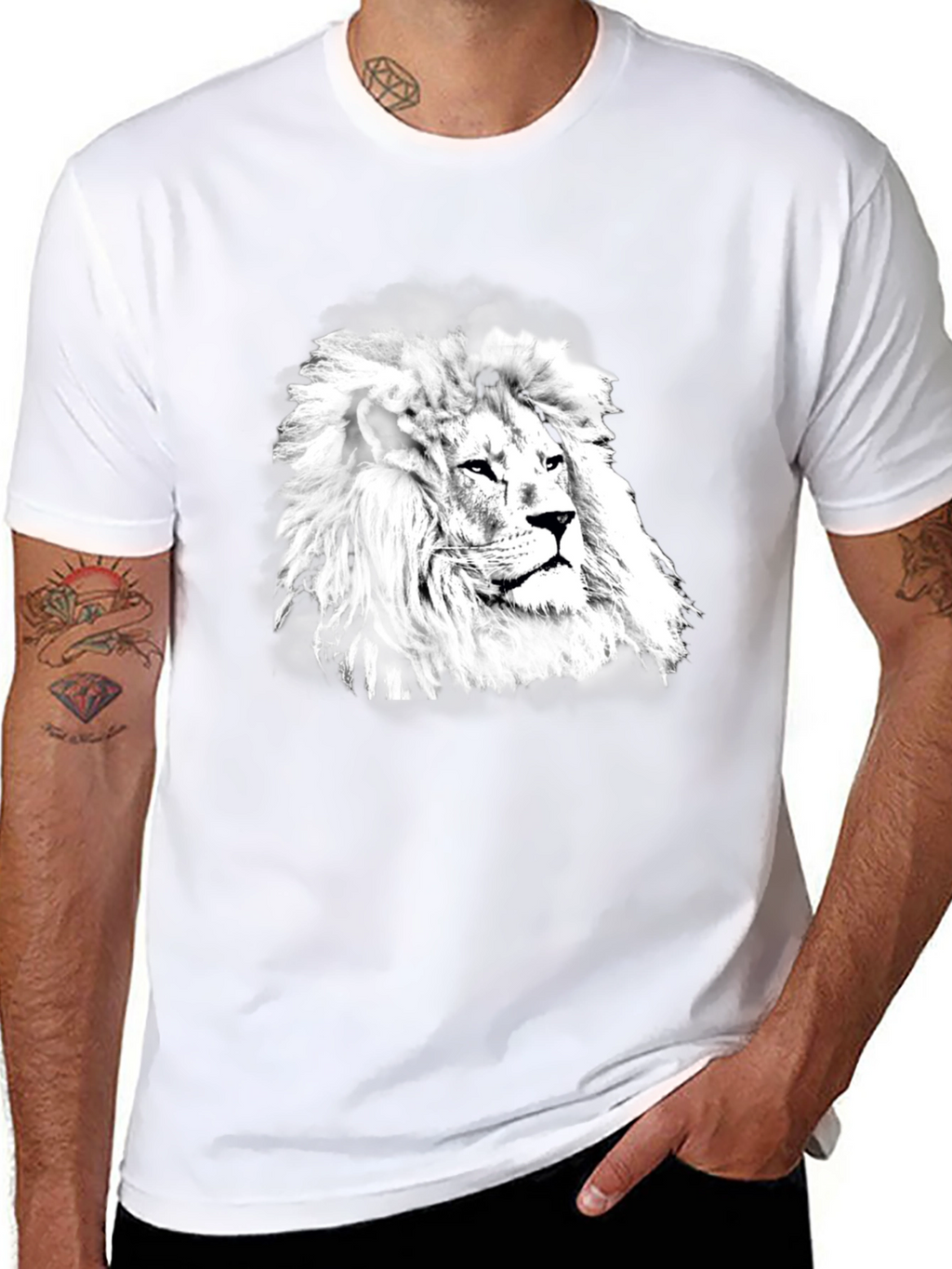 Lion Graphic Print Black T-Shirt