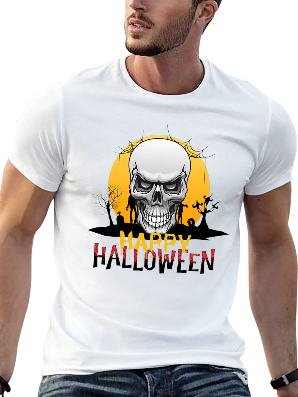 Happy Halloween Skull Graphic Tee