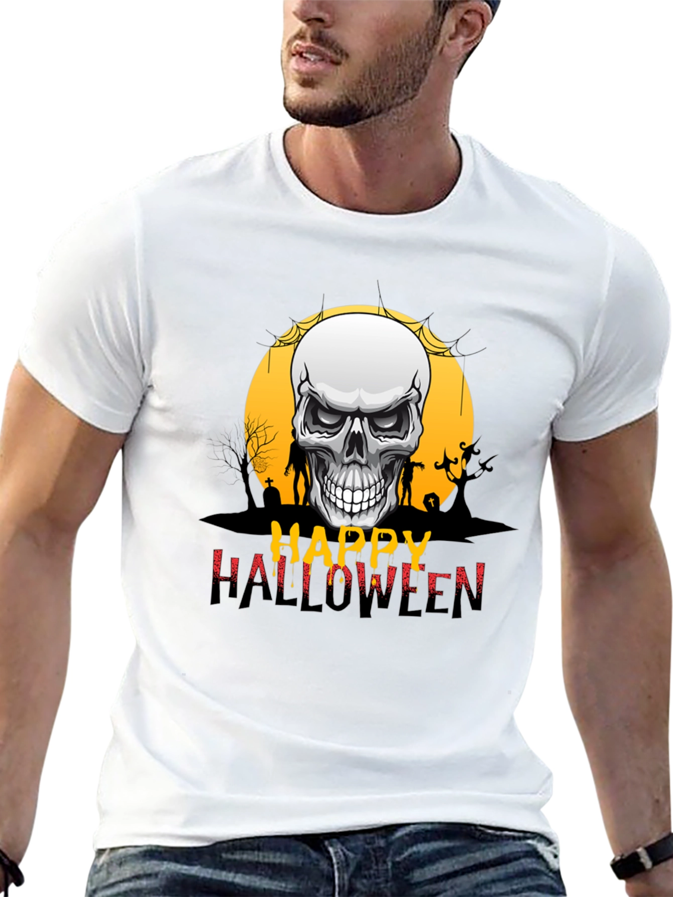 Happy Halloween Skull Graphic Tee