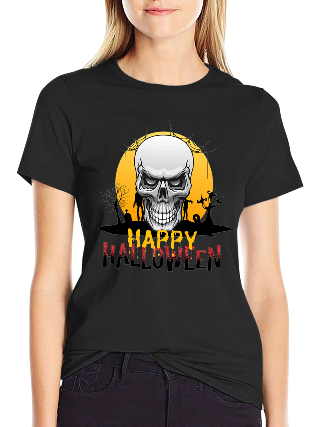 Happy Halloween Skull Graphic Tee