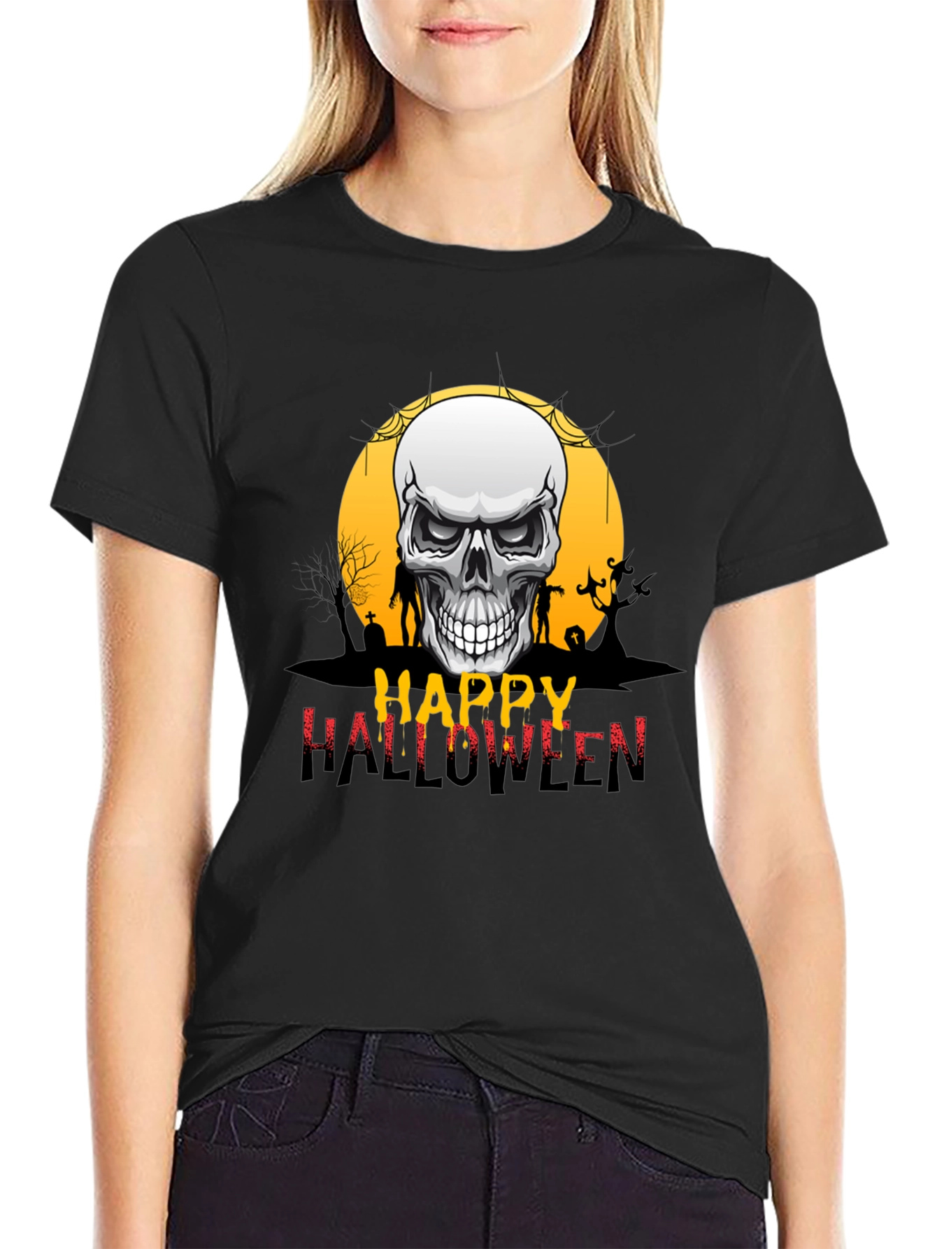 Happy Halloween Skull Graphic Tee