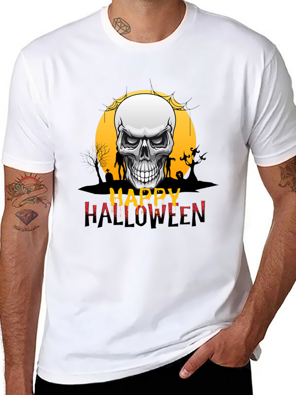 Happy Halloween Skull Graphic Tee