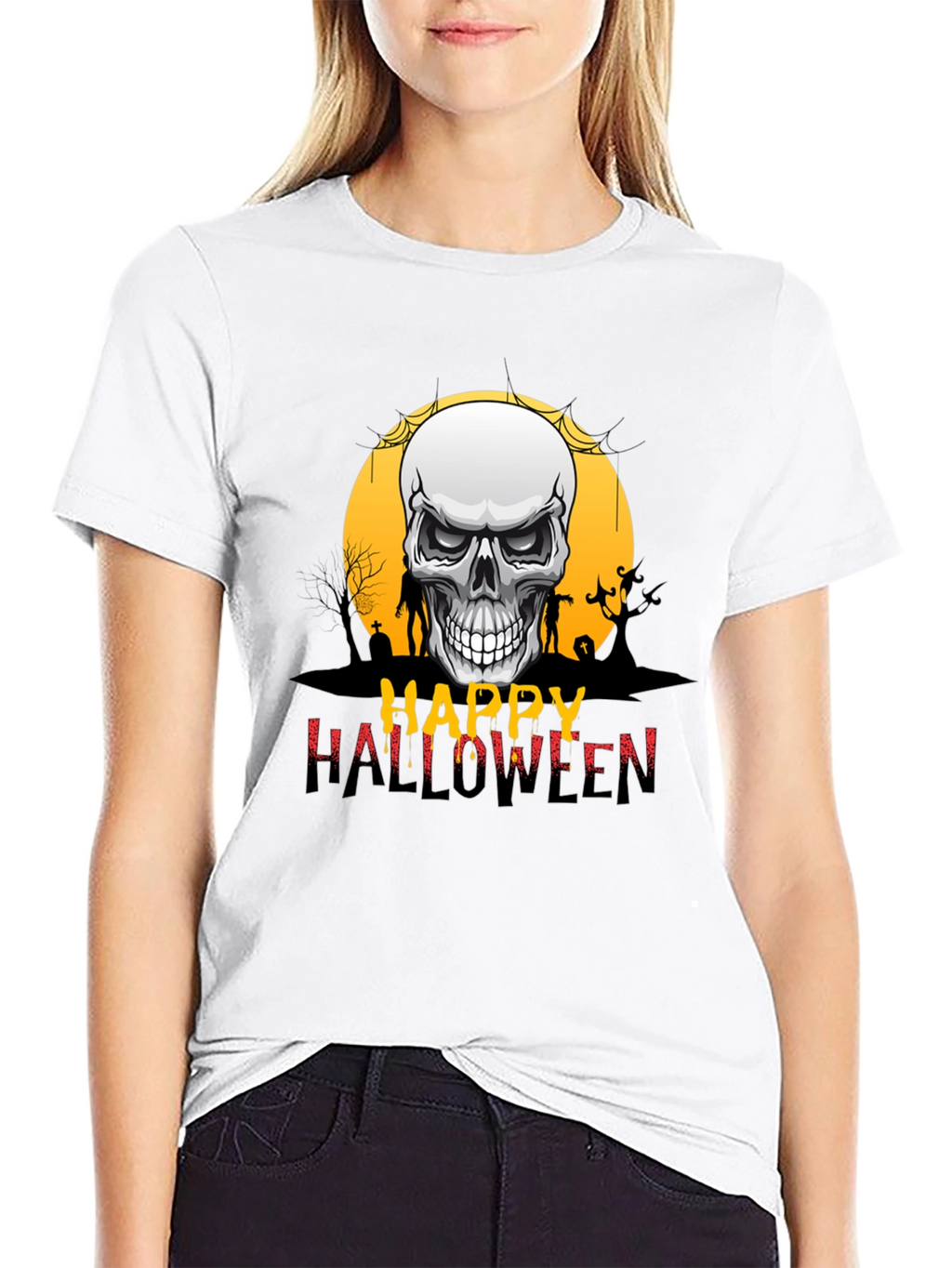 Happy Halloween Skull Graphic Tee