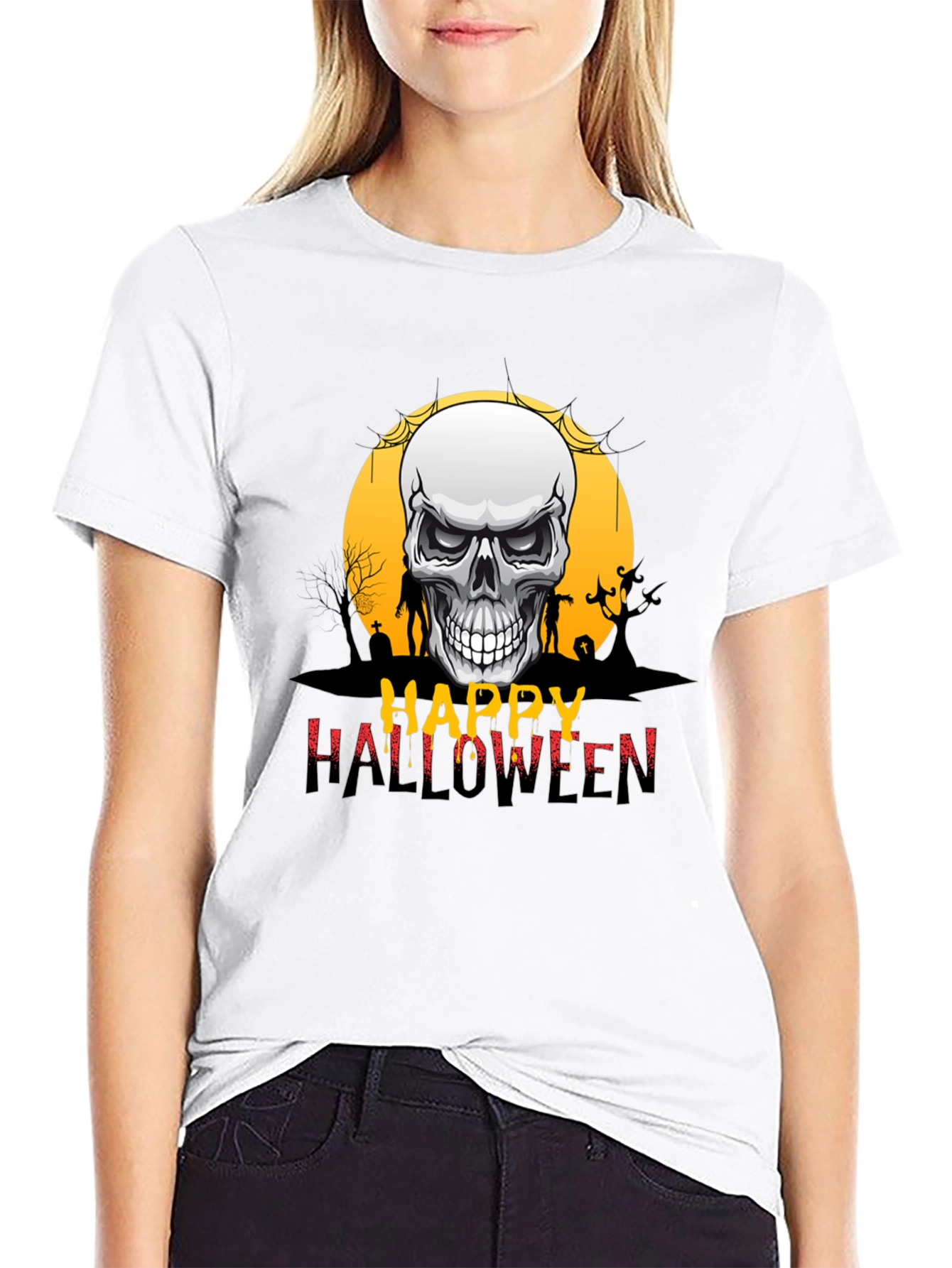 Happy Halloween Skull Graphic Tee