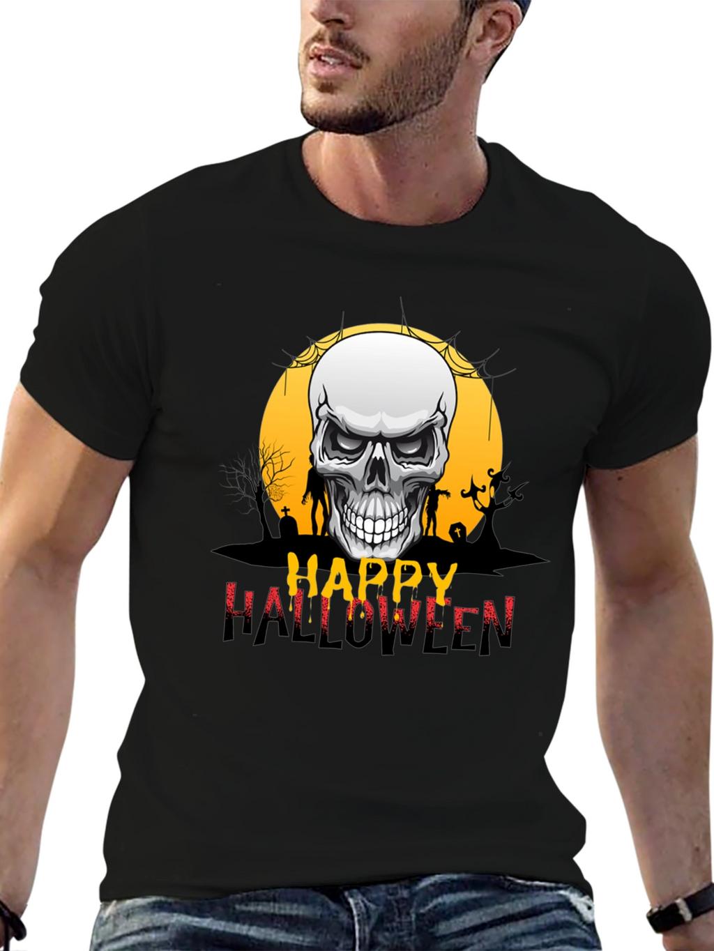 Happy Halloween Skull Graphic Tee