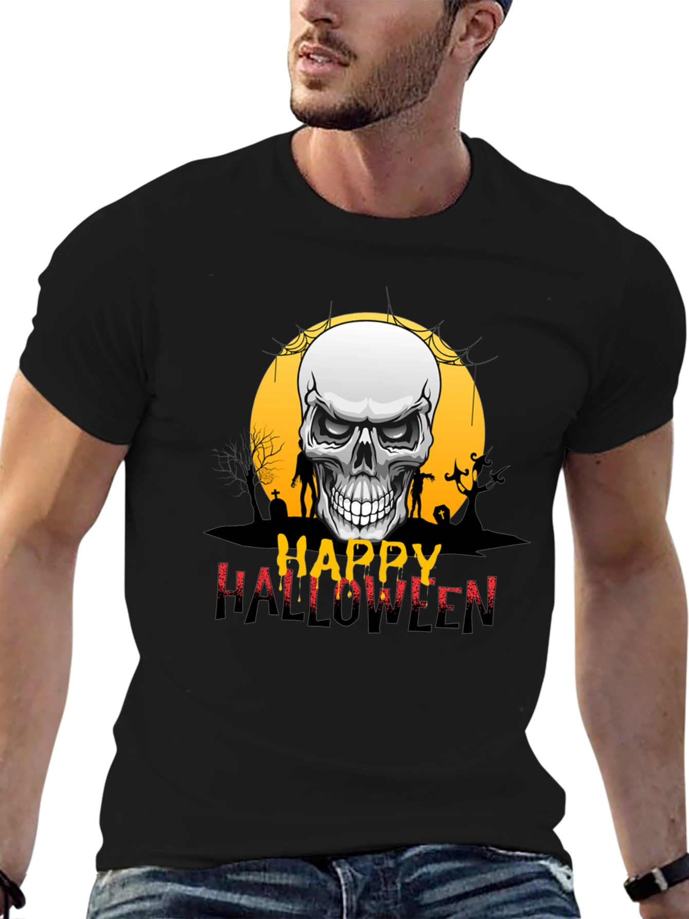 Happy Halloween Skull Graphic Tee