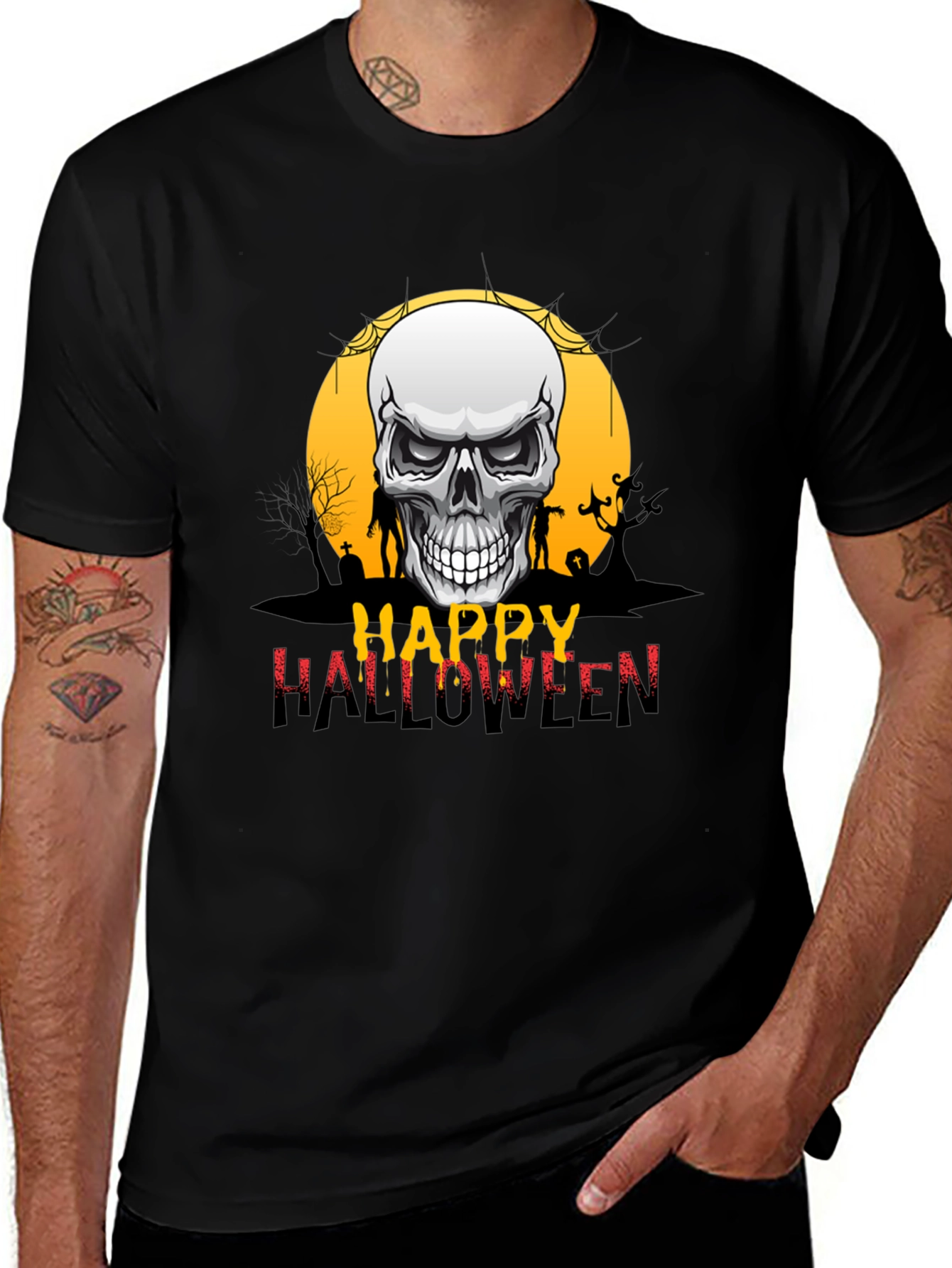 Happy Halloween Skull Graphic Tee