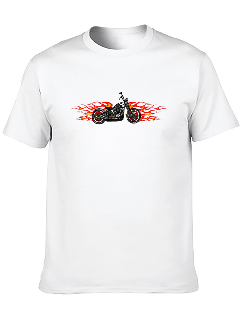 Flame Motorcycle Graphic Tee - Cool Biker T-Shirt