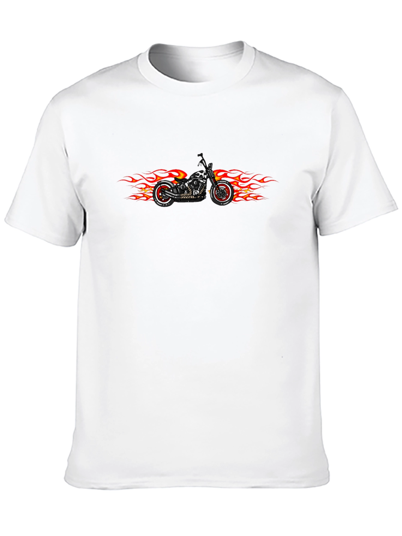 Flame Motorcycle Graphic Tee - Cool Biker T-Shirt