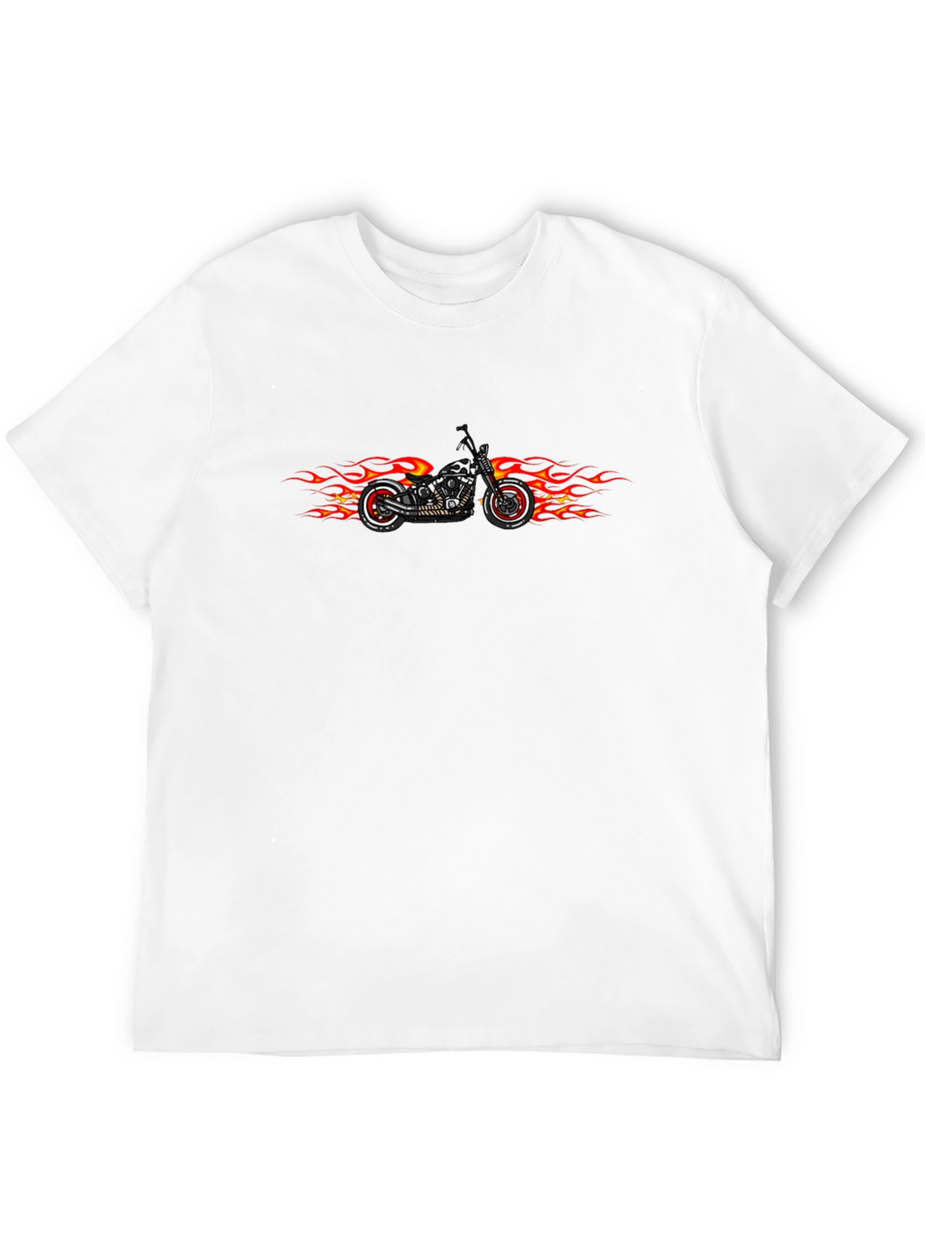 Flame Motorcycle Graphic Tee - Cool Biker T-Shirt
