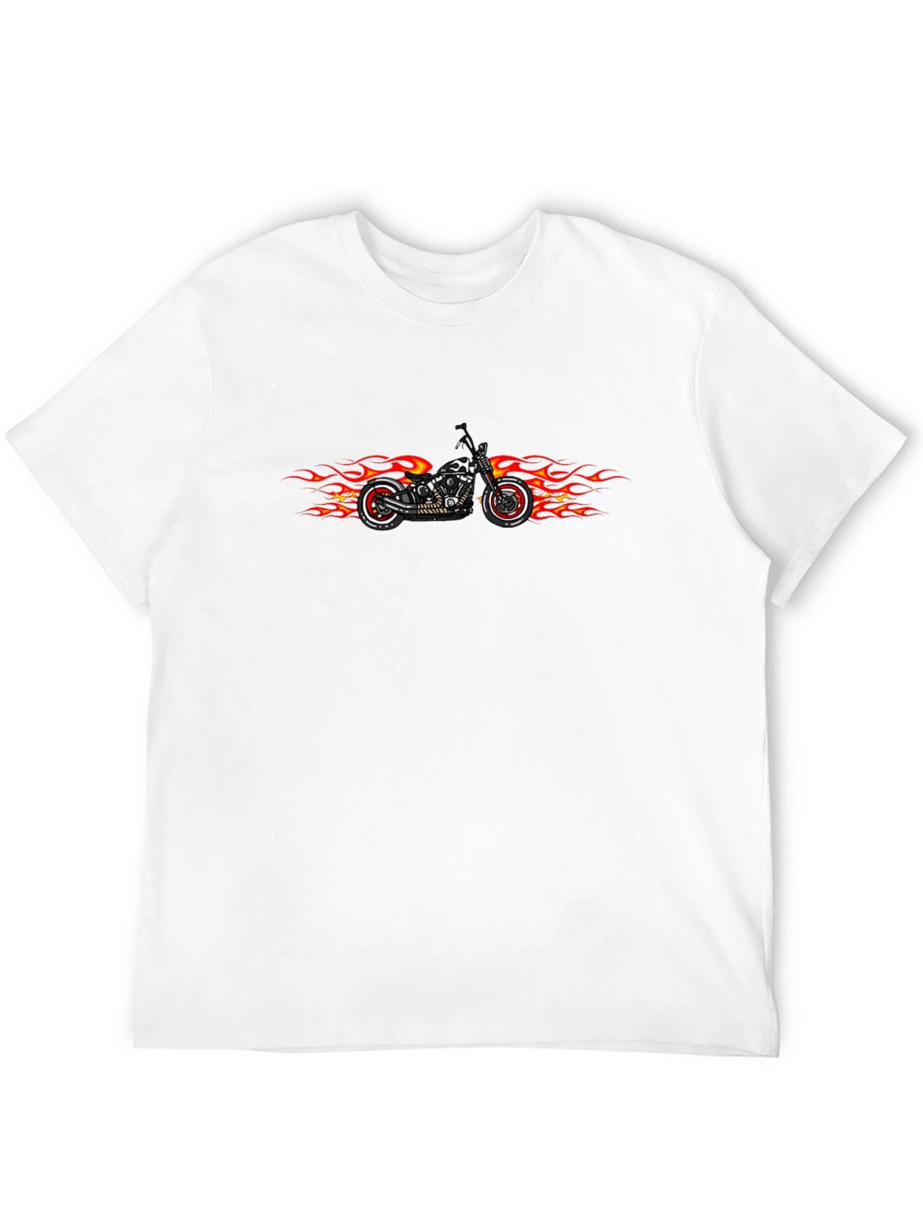 Flame Motorcycle Graphic Tee - Cool Biker T-Shirt