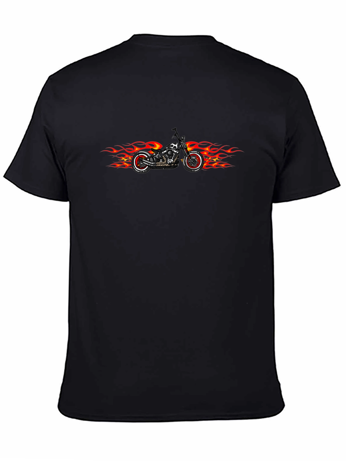 Flame Motorcycle Graphic Tee - Cool Biker T-Shirt
