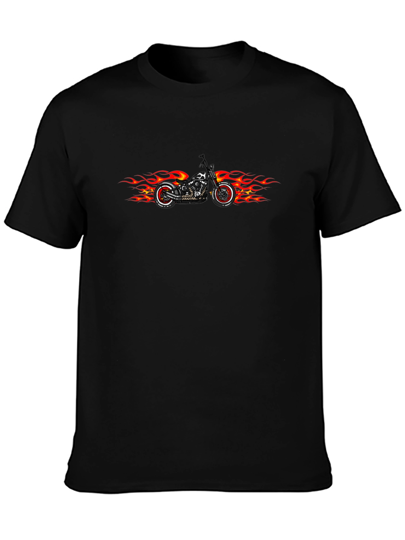 Flame Motorcycle Graphic Tee - Cool Biker T-Shirt