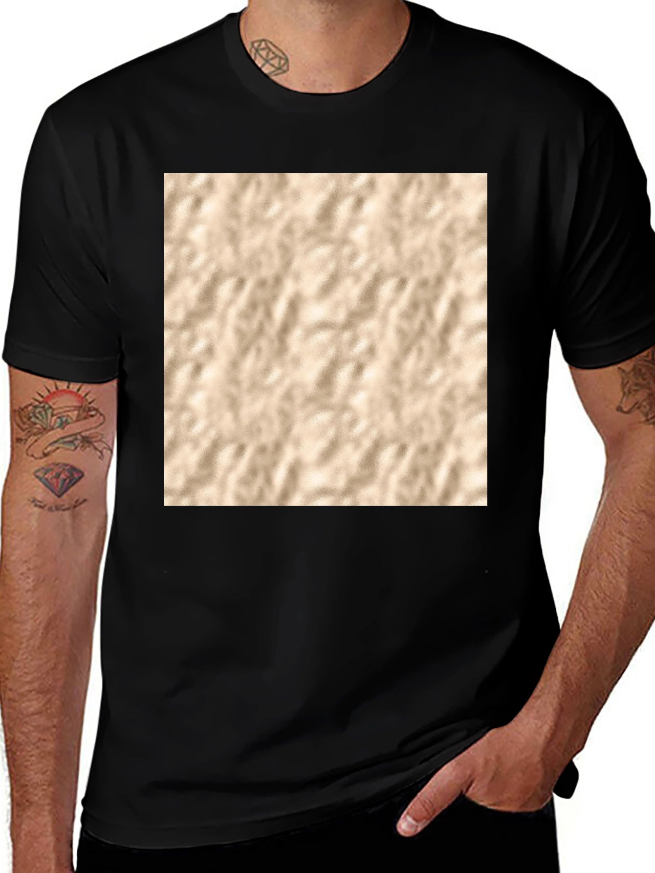 Abstract Texture Print Black T-Shirt