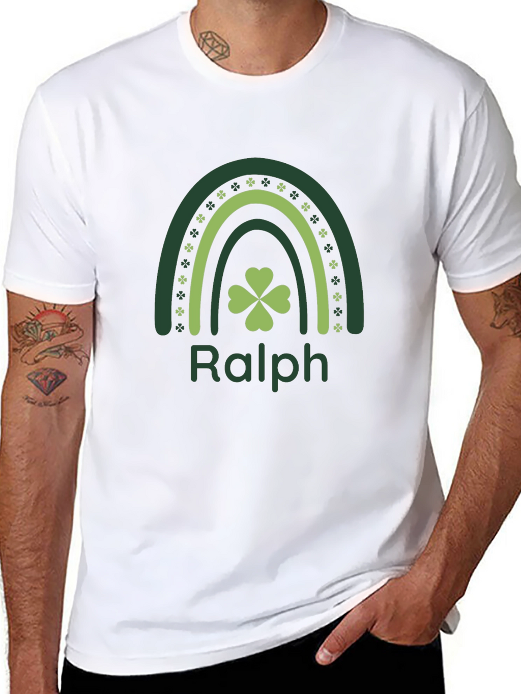 Personalized Ralph St. Patricks Day Rainbow Shamrock T-Shirt