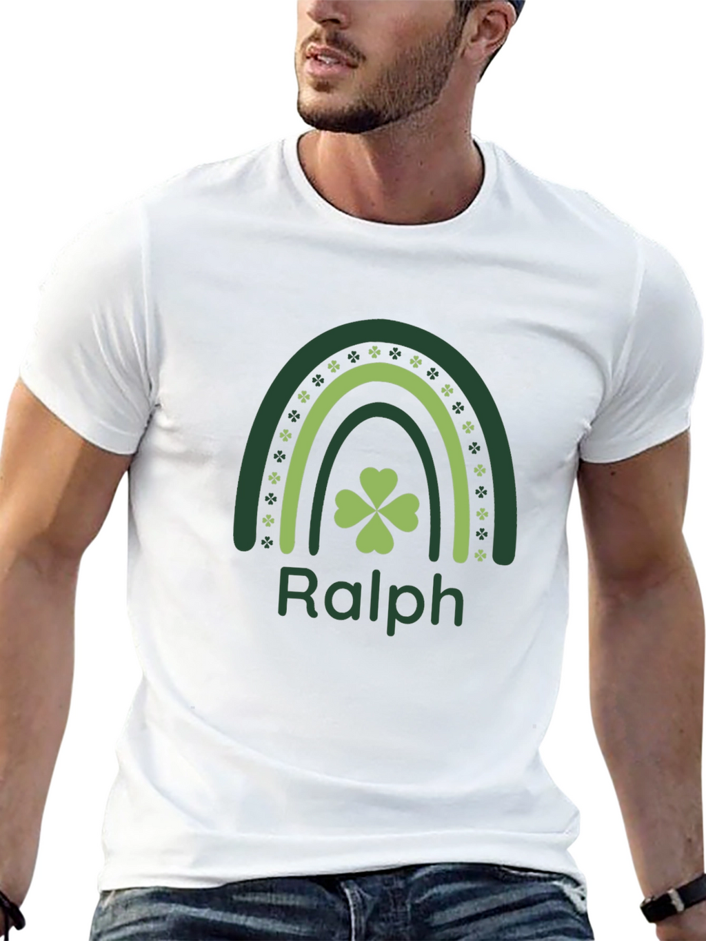 Personalized Ralph St. Patricks Day Rainbow Shamrock T-Shirt