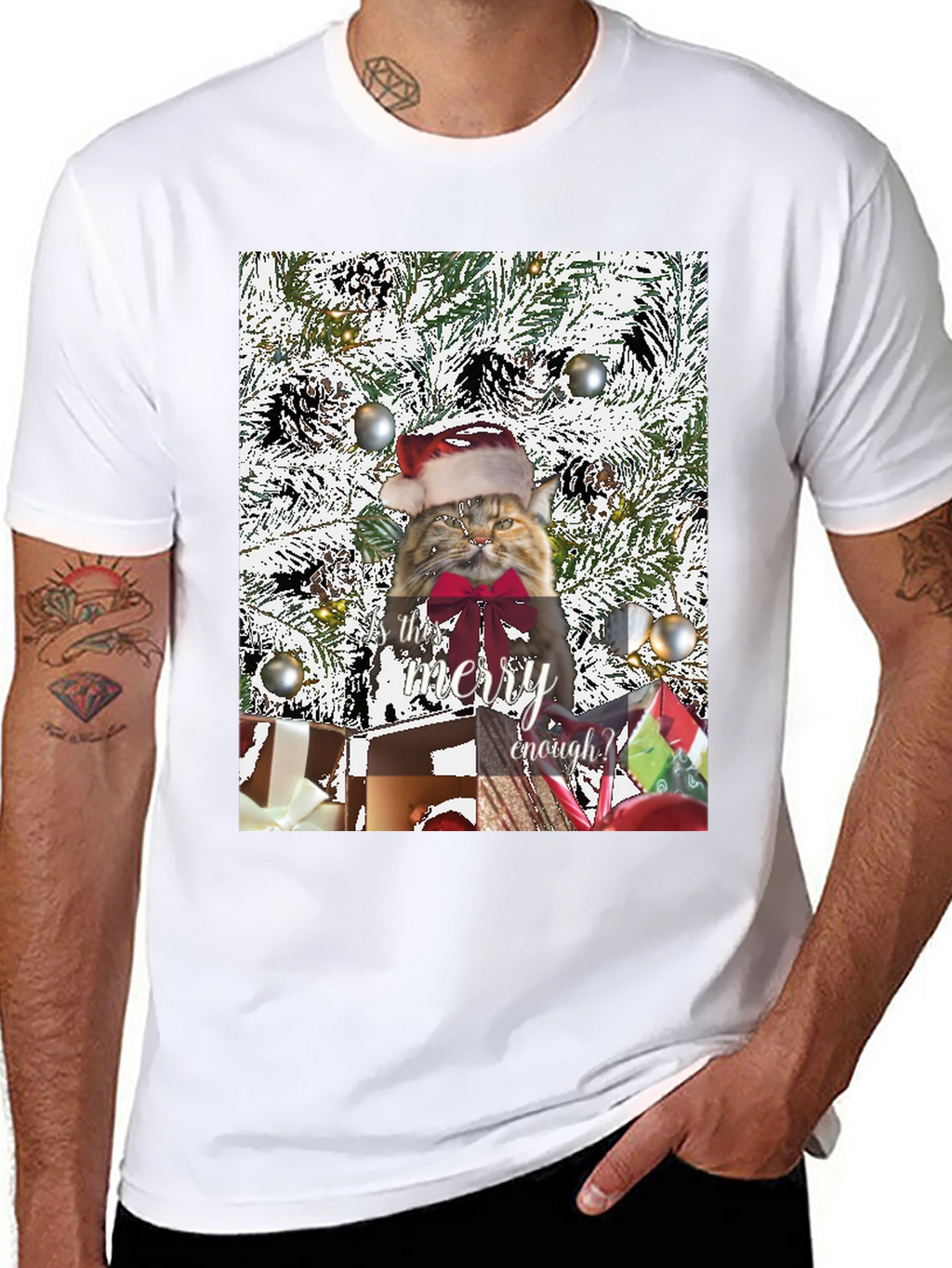 Festive Feline Christmas T-Shirt