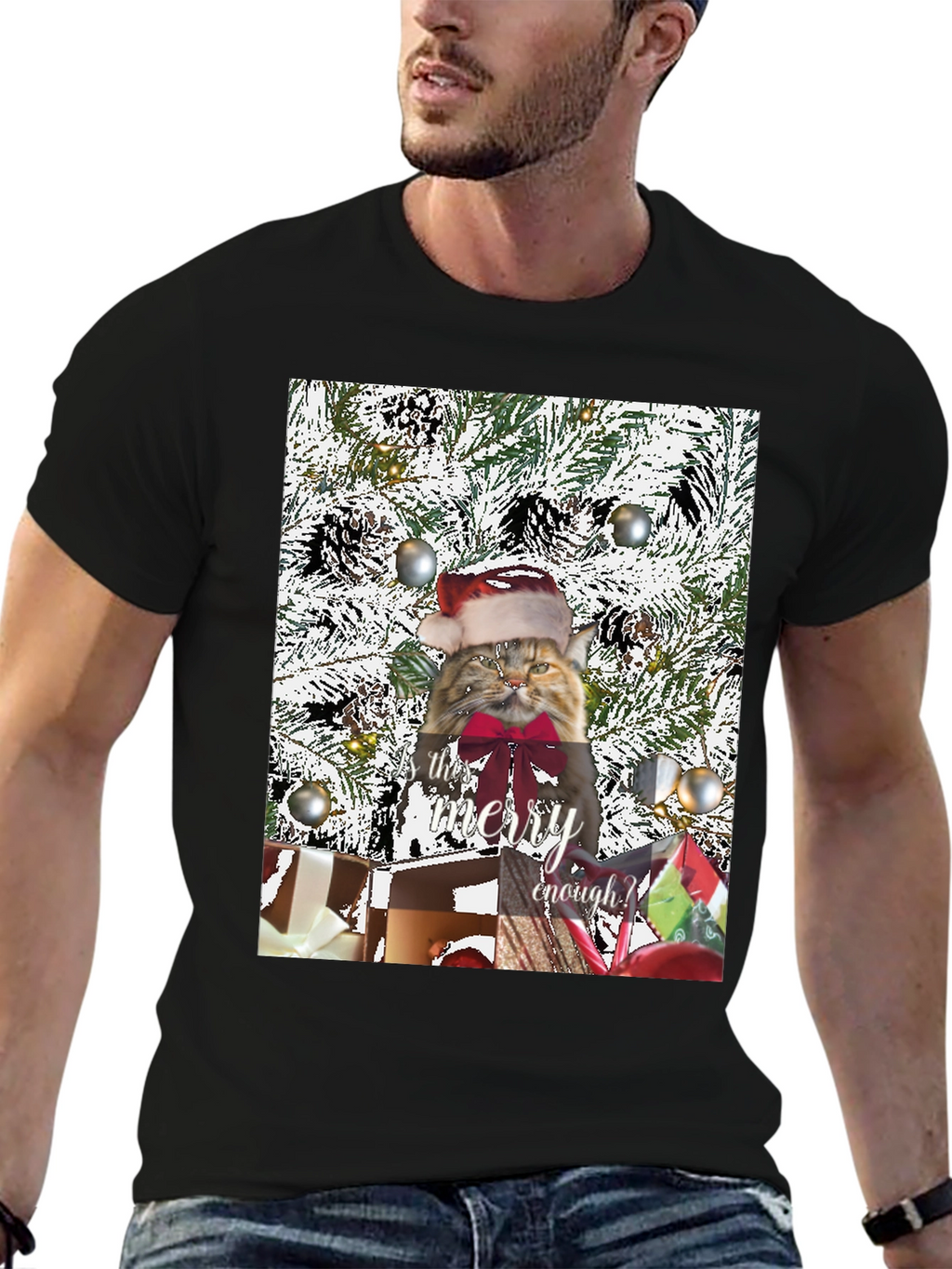 Festive Feline Christmas T-Shirt