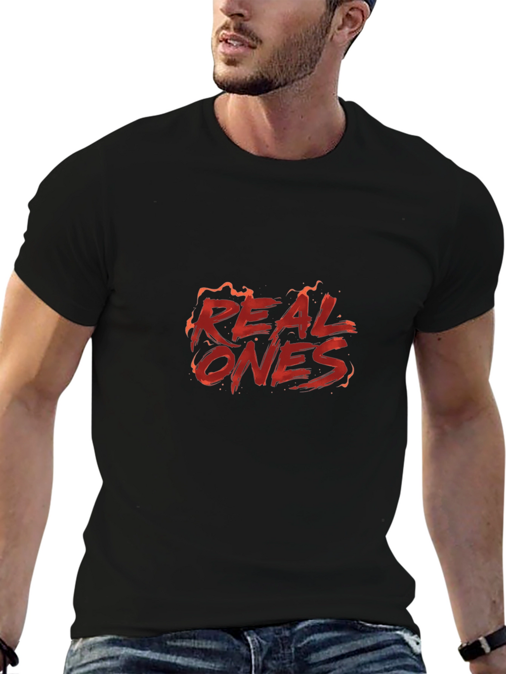 Real Ones Graphic Print Black T-Shirt