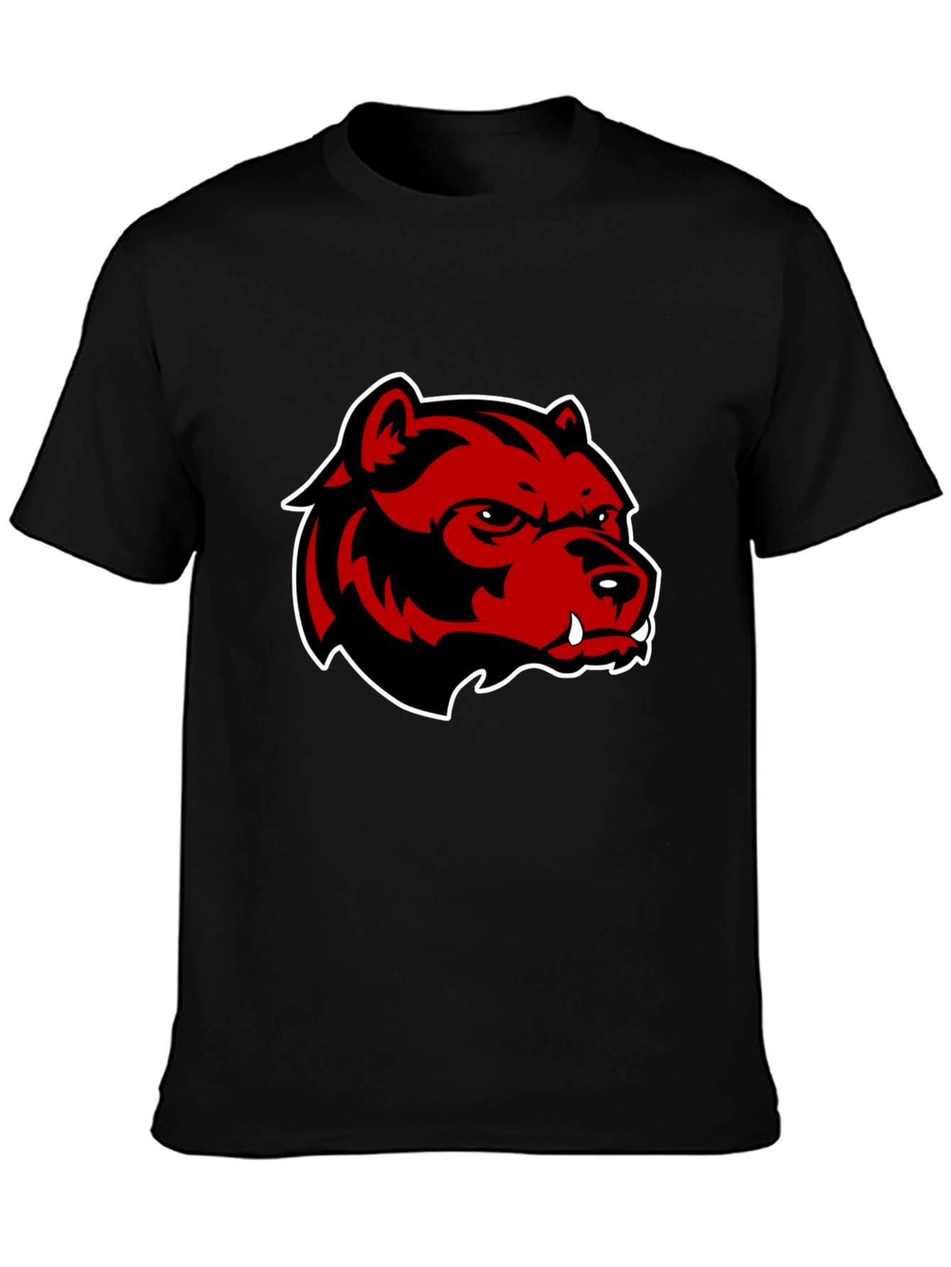 Mens Black T-Shirt with Red Bear Graphic