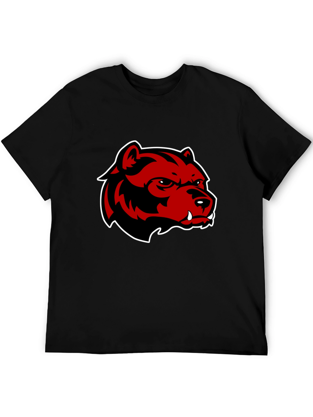 Mens Black T-Shirt with Red Bear Graphic