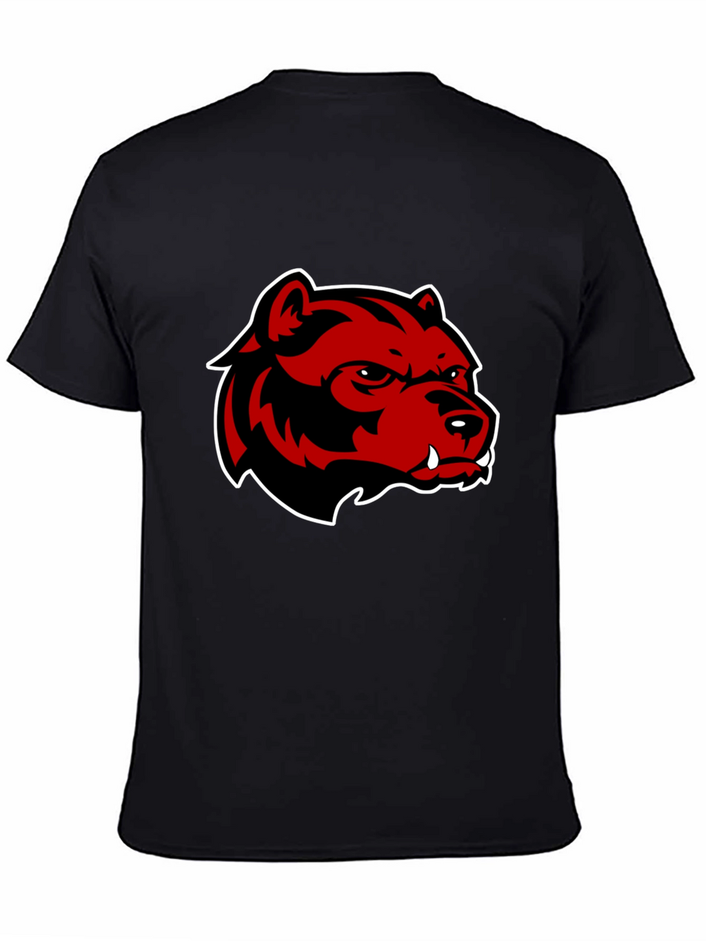 Mens Black T-Shirt with Red Bear Graphic