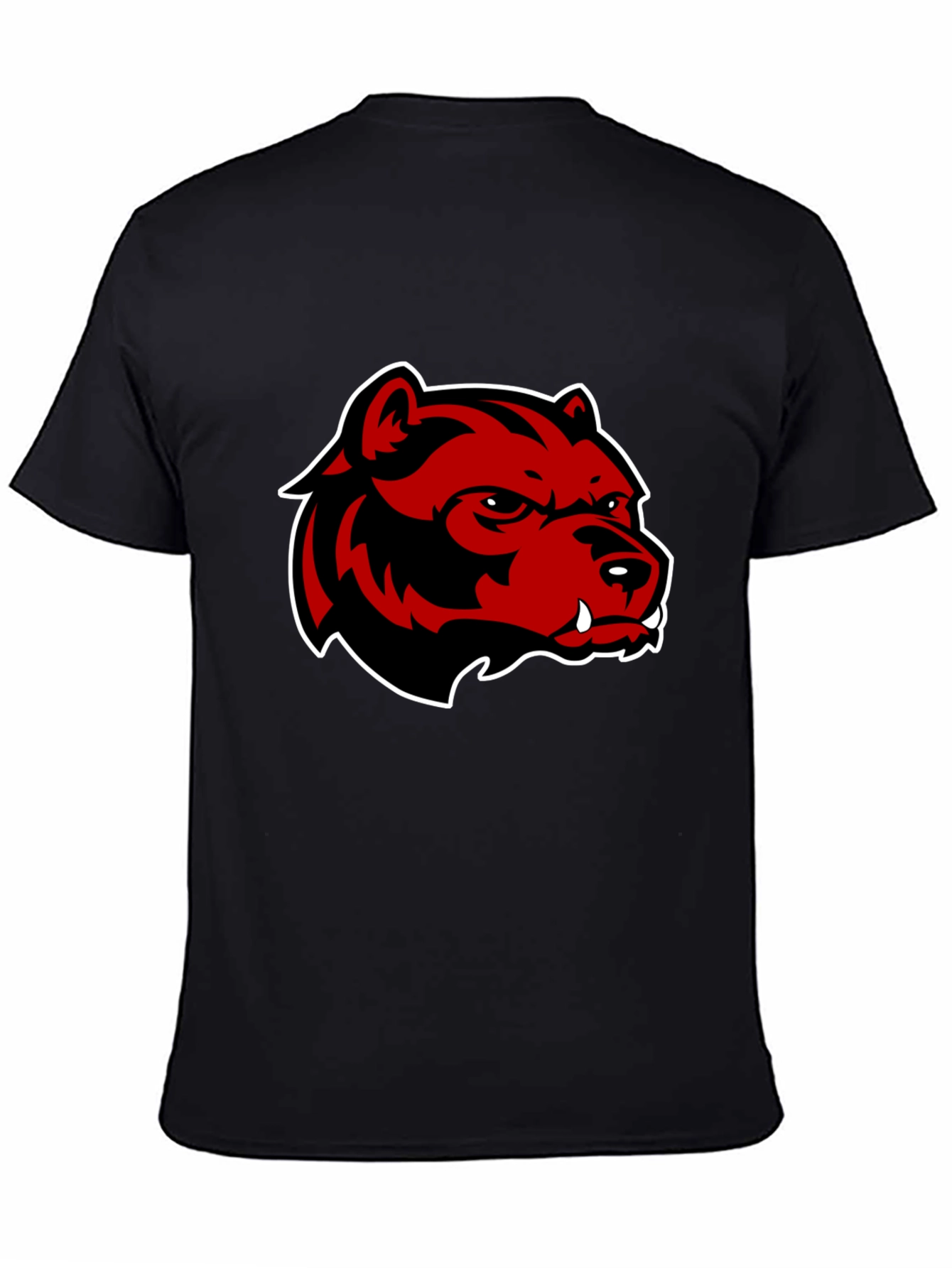 Mens Black T-Shirt with Red Bear Graphic