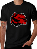 Mens Black T-Shirt with Red Bear Graphic
