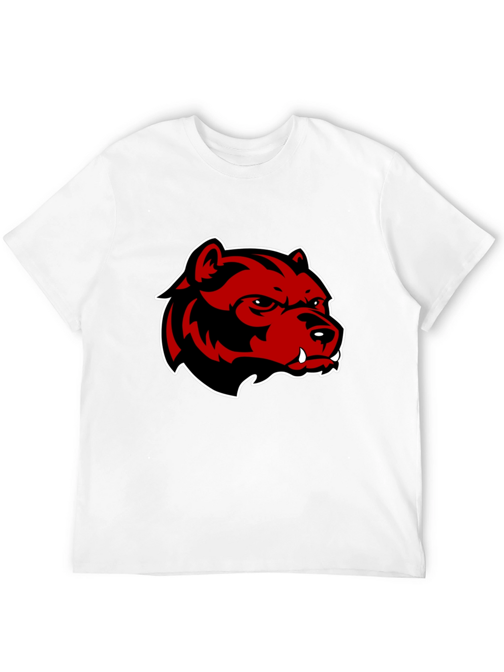 Mens Black T-Shirt with Red Bear Graphic