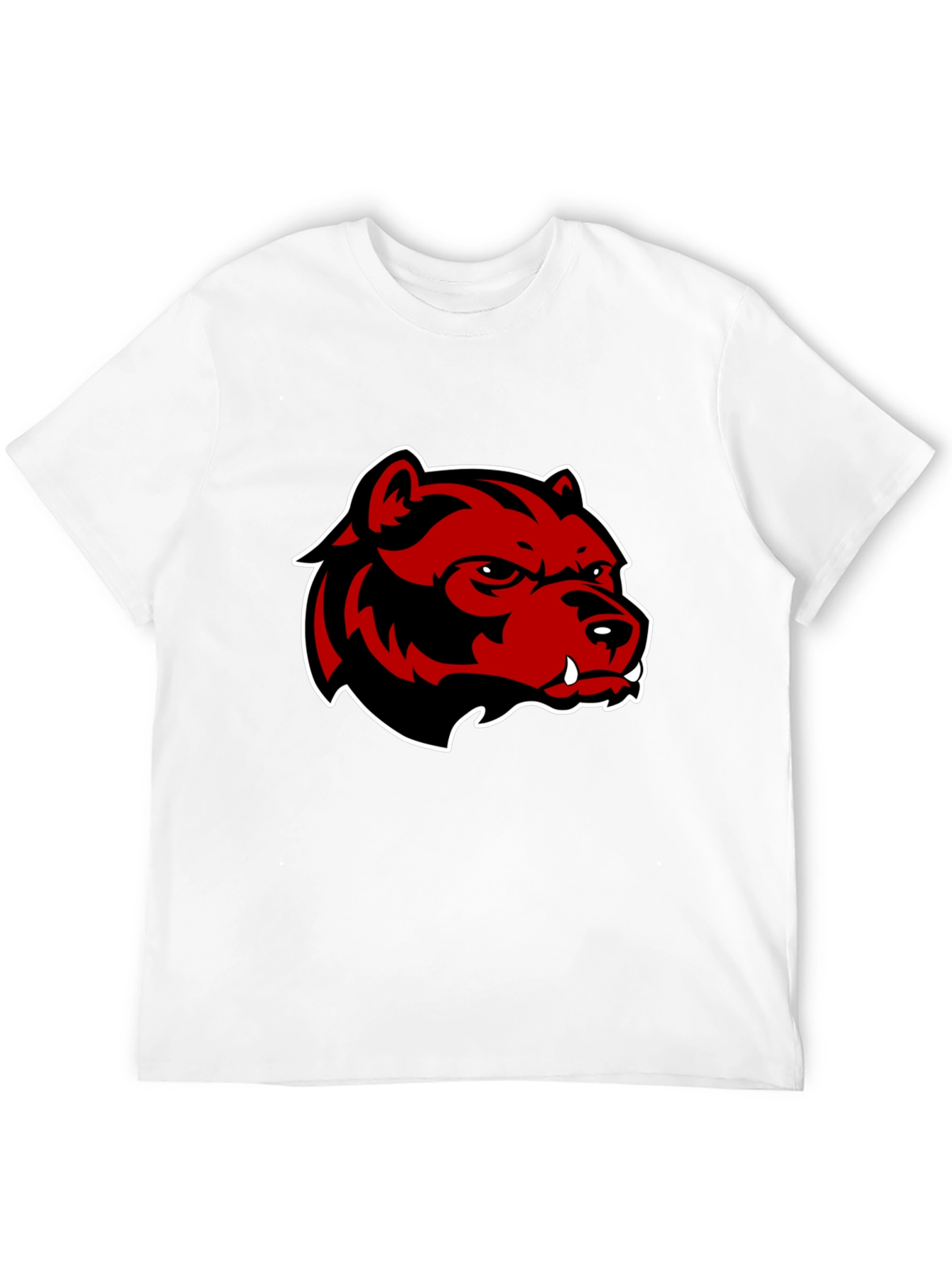 Mens Black T-Shirt with Red Bear Graphic