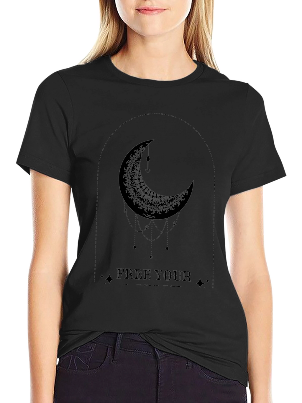 Moon Graphic Tee - Free Your Soul Black T-Shirt