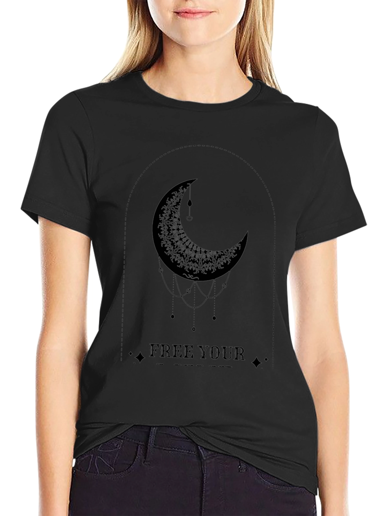 Moon Graphic Tee - Free Your Soul Black T-Shirt