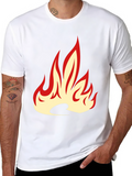 Fiery Flame Graphic Tee - Bold Black T-Shirt