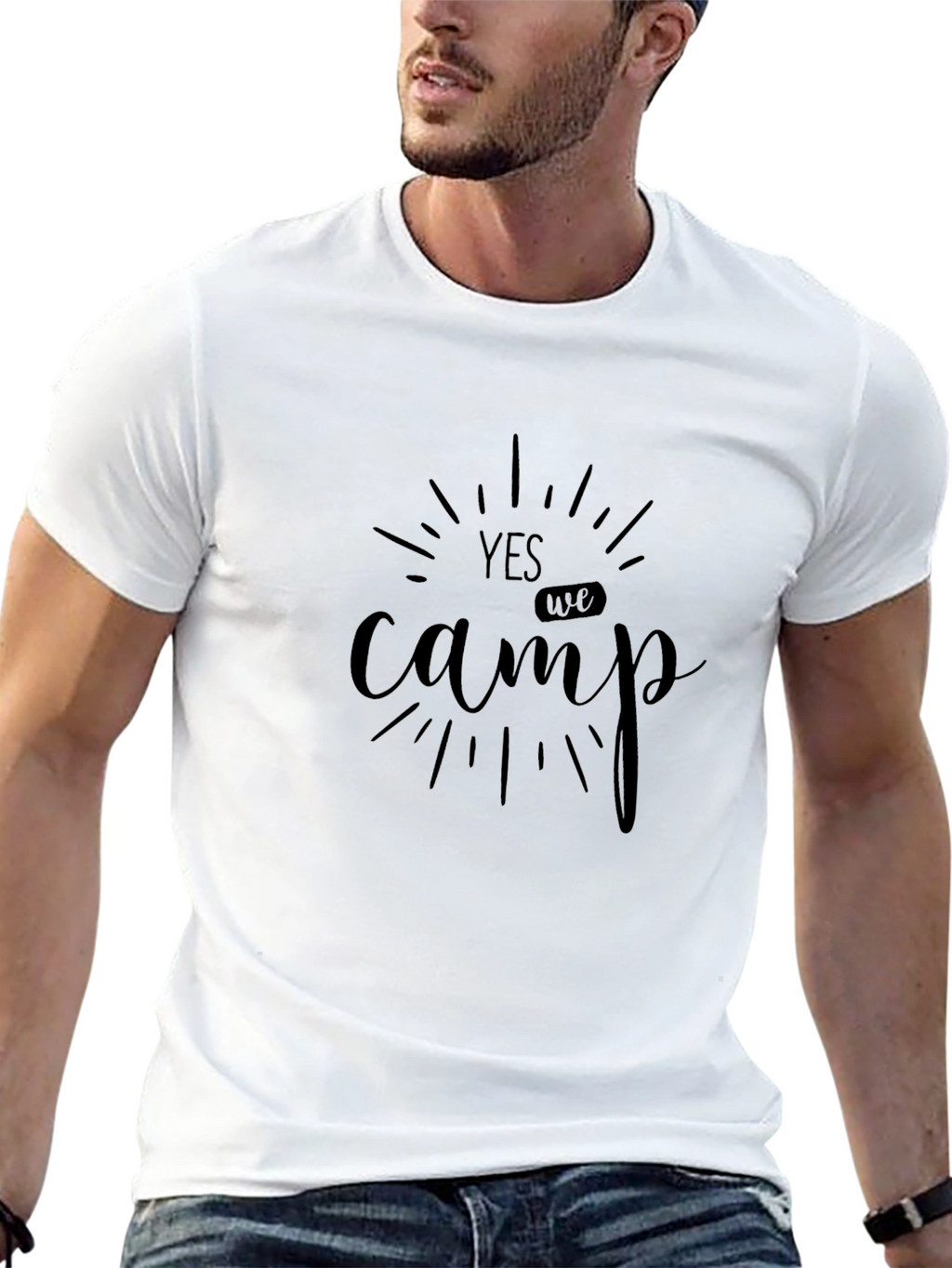 Yes We Camp T-Shirt - Black Cotton Graphic Tee