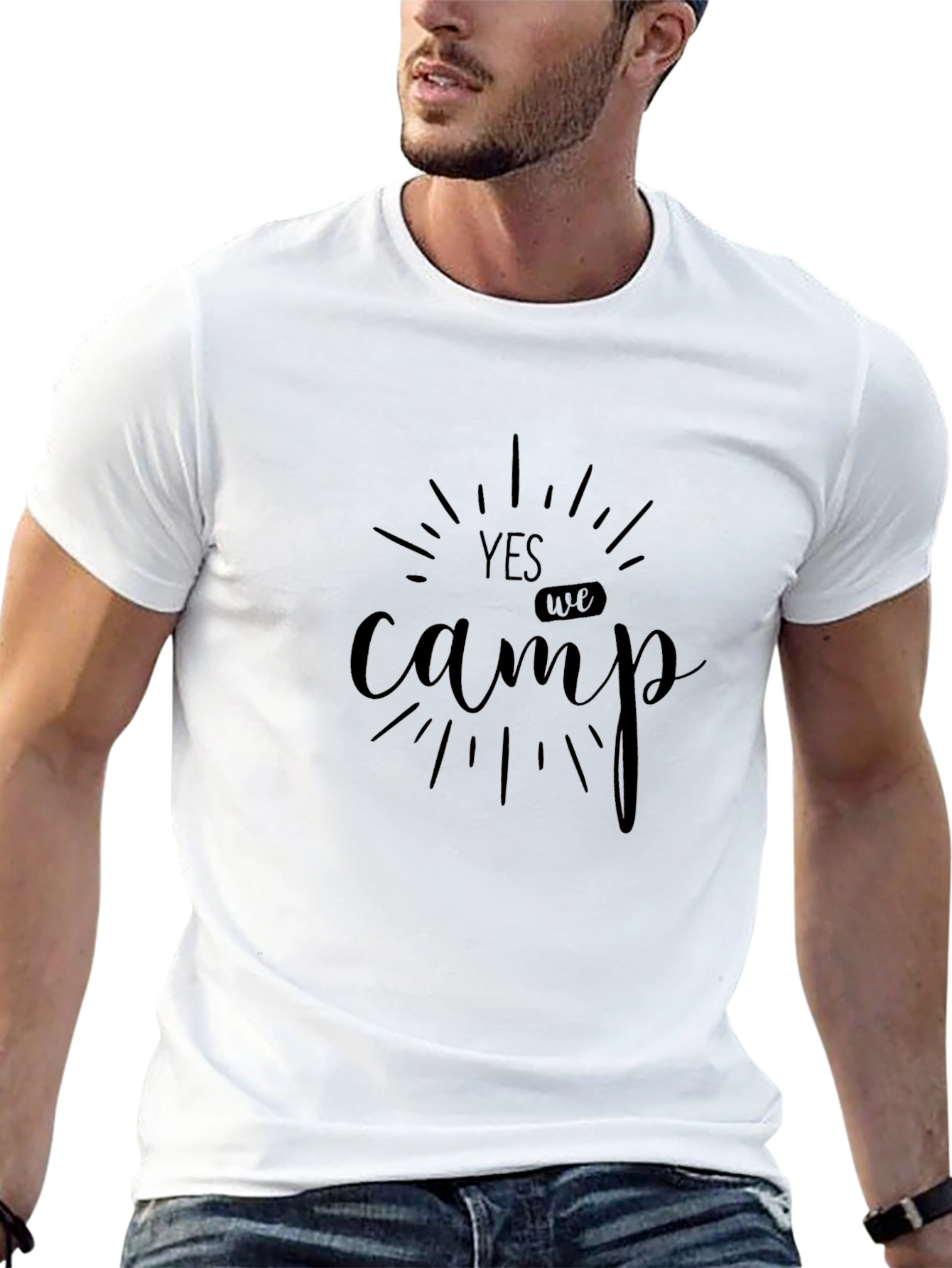 Yes We Camp T-Shirt - Black Cotton Graphic Tee