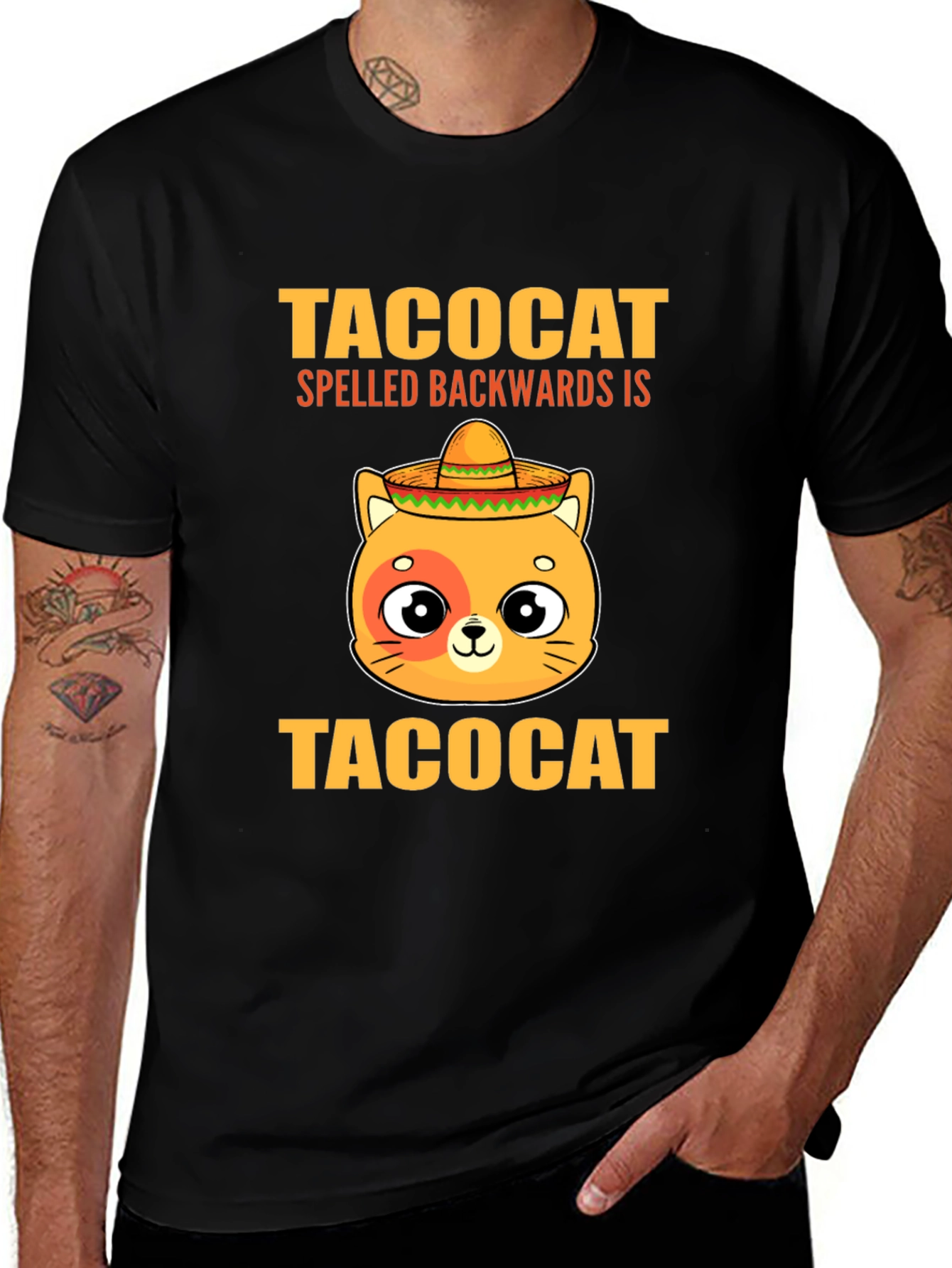 Taco Cat T-Shirt - Spelled Backwards is TacoCat! Funny Tee