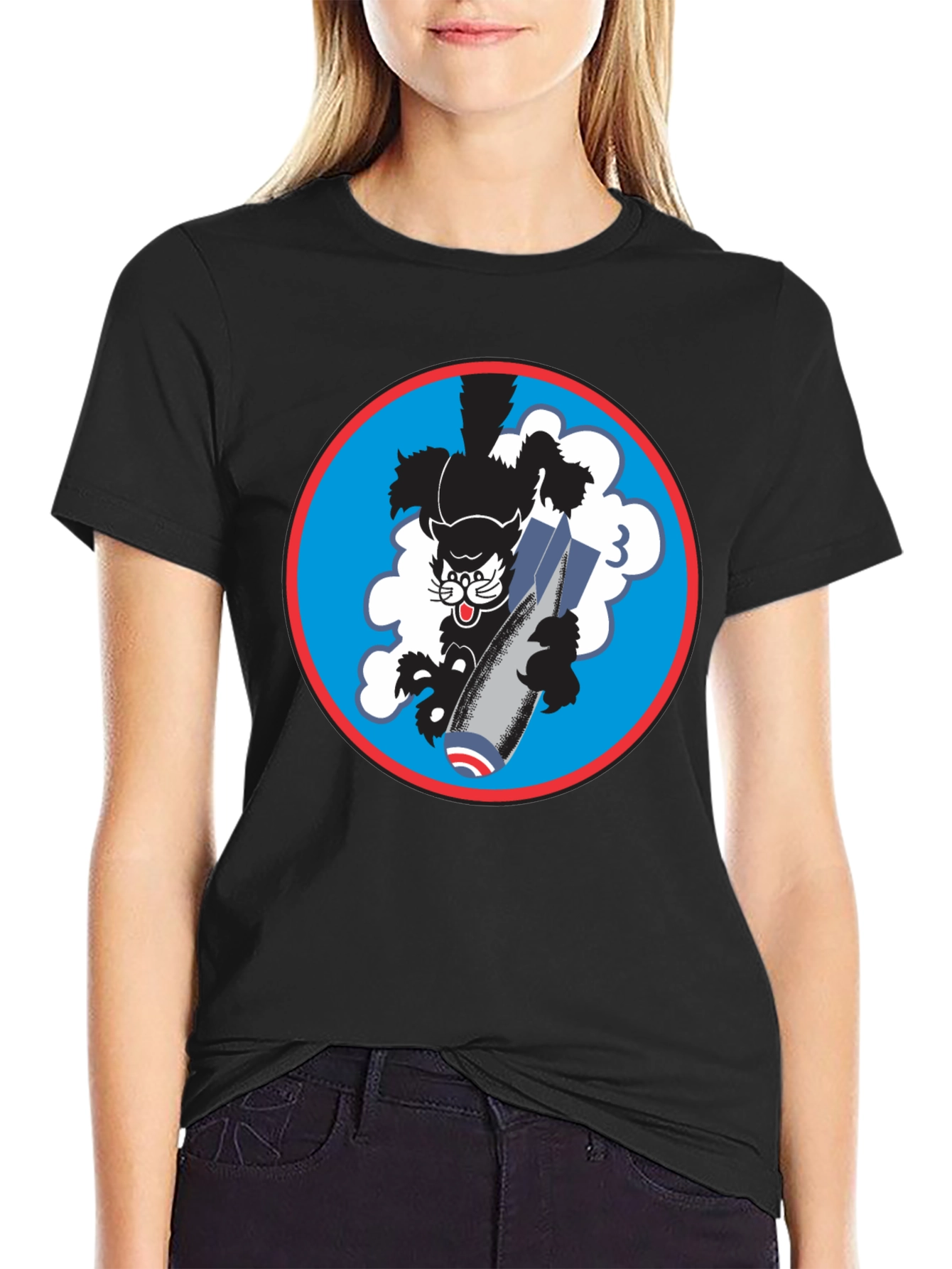 Vintage Black Cat Bombing Run Graphic T-Shirt