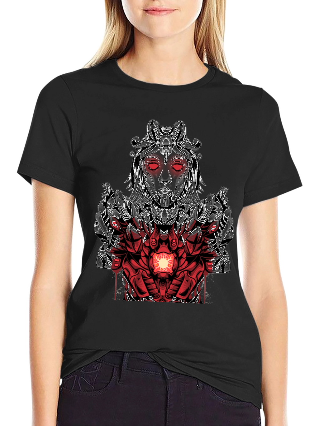Cyberpunk Goddess Graphic Tee - Black