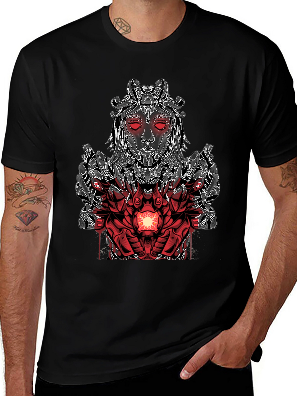 Cyberpunk Goddess Graphic Tee - Black