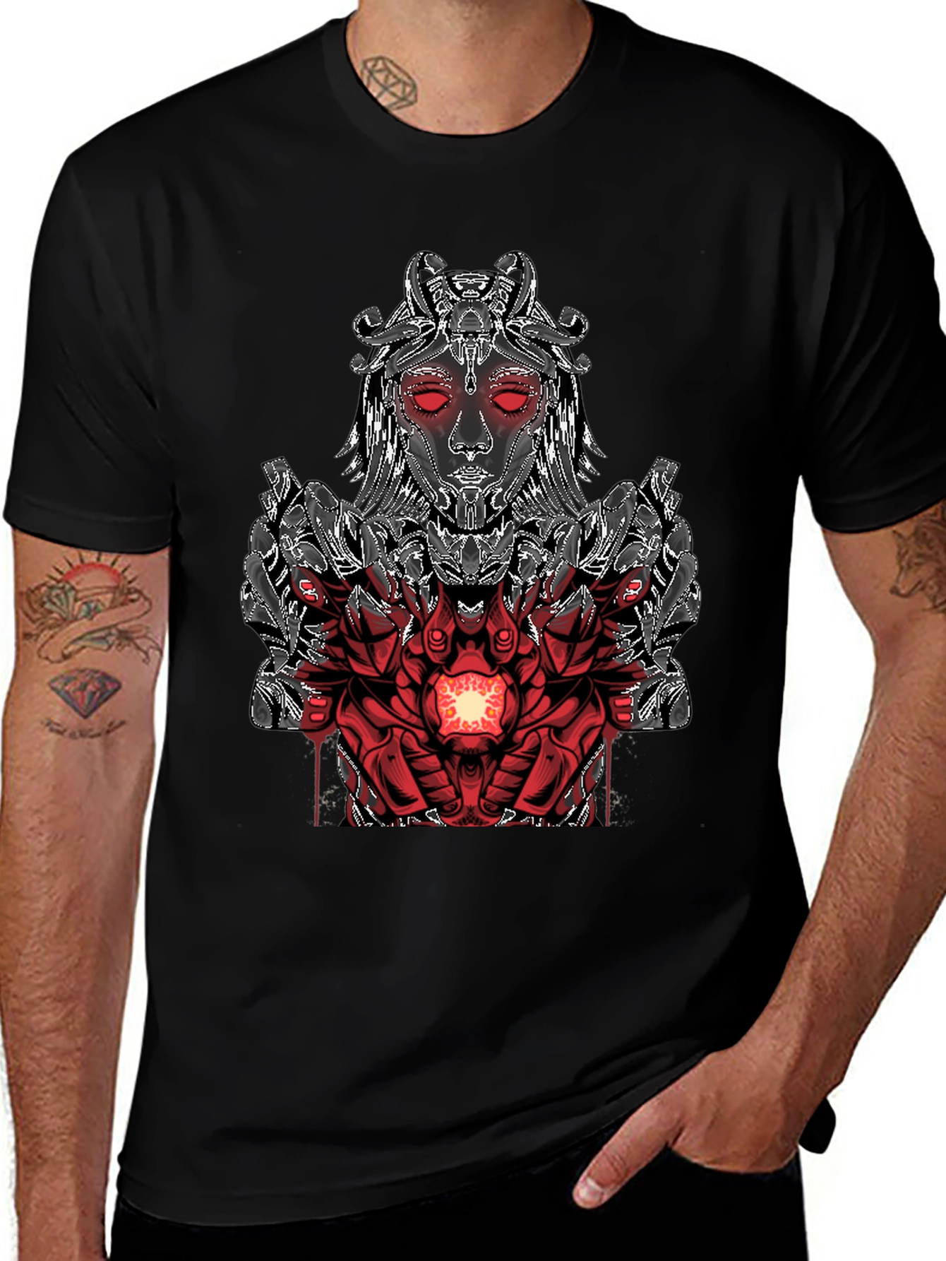 Cyberpunk Goddess Graphic Tee - Black