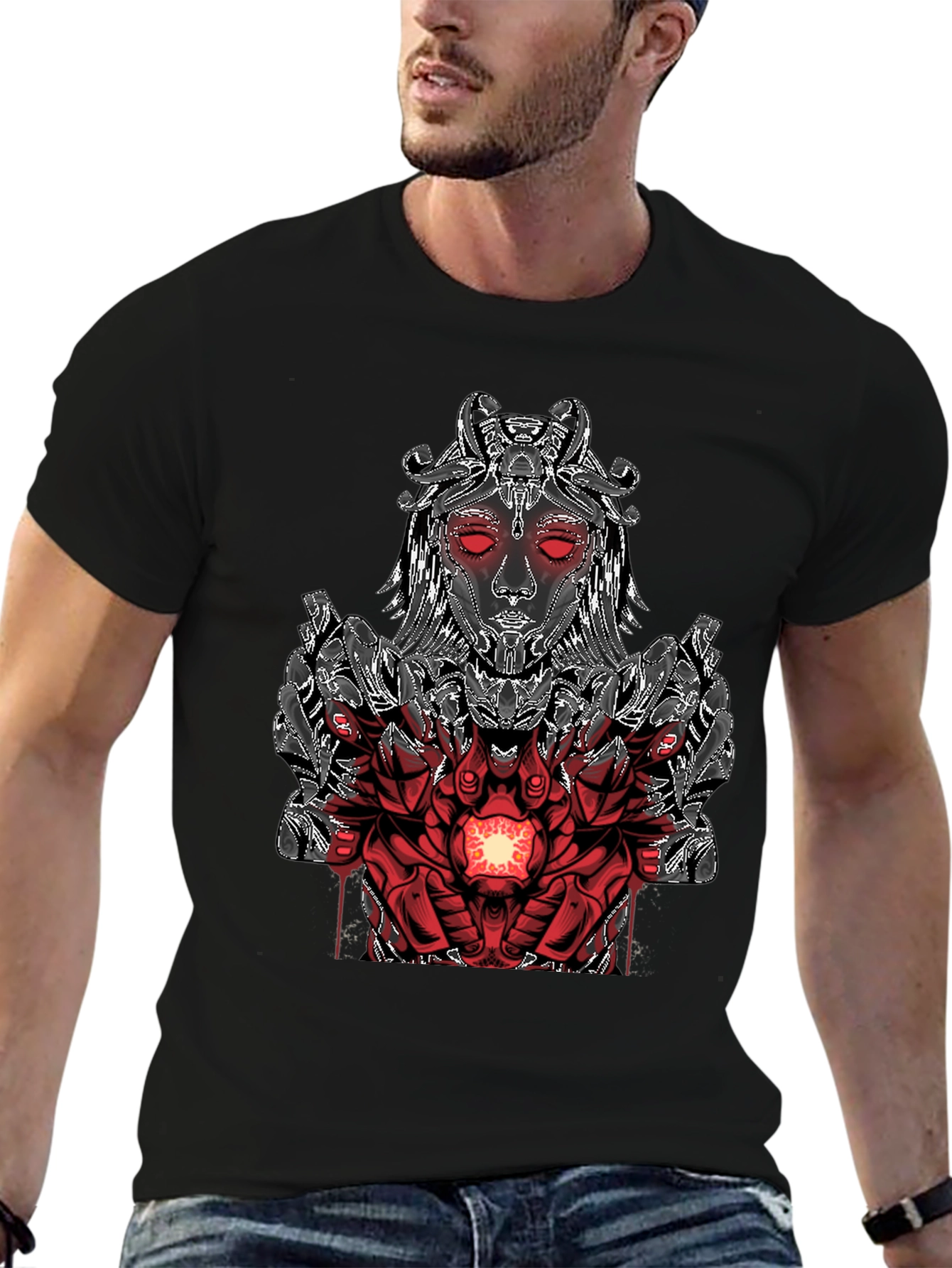 Cyberpunk Goddess Graphic Tee - Black