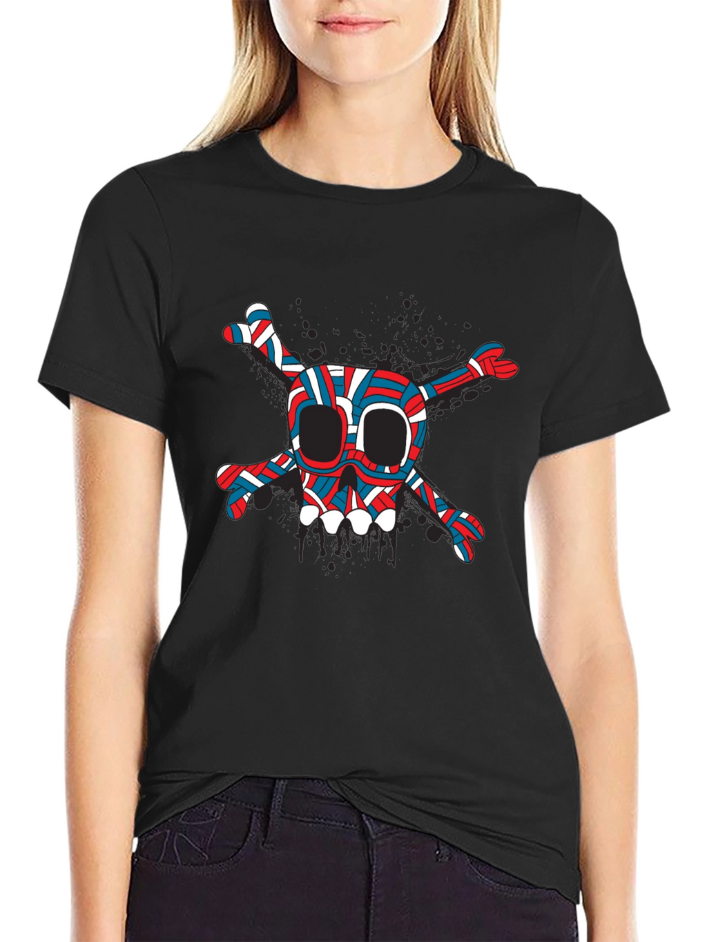 Skull & Crossbones Graphic Tee - Trendy Black T-Shirt